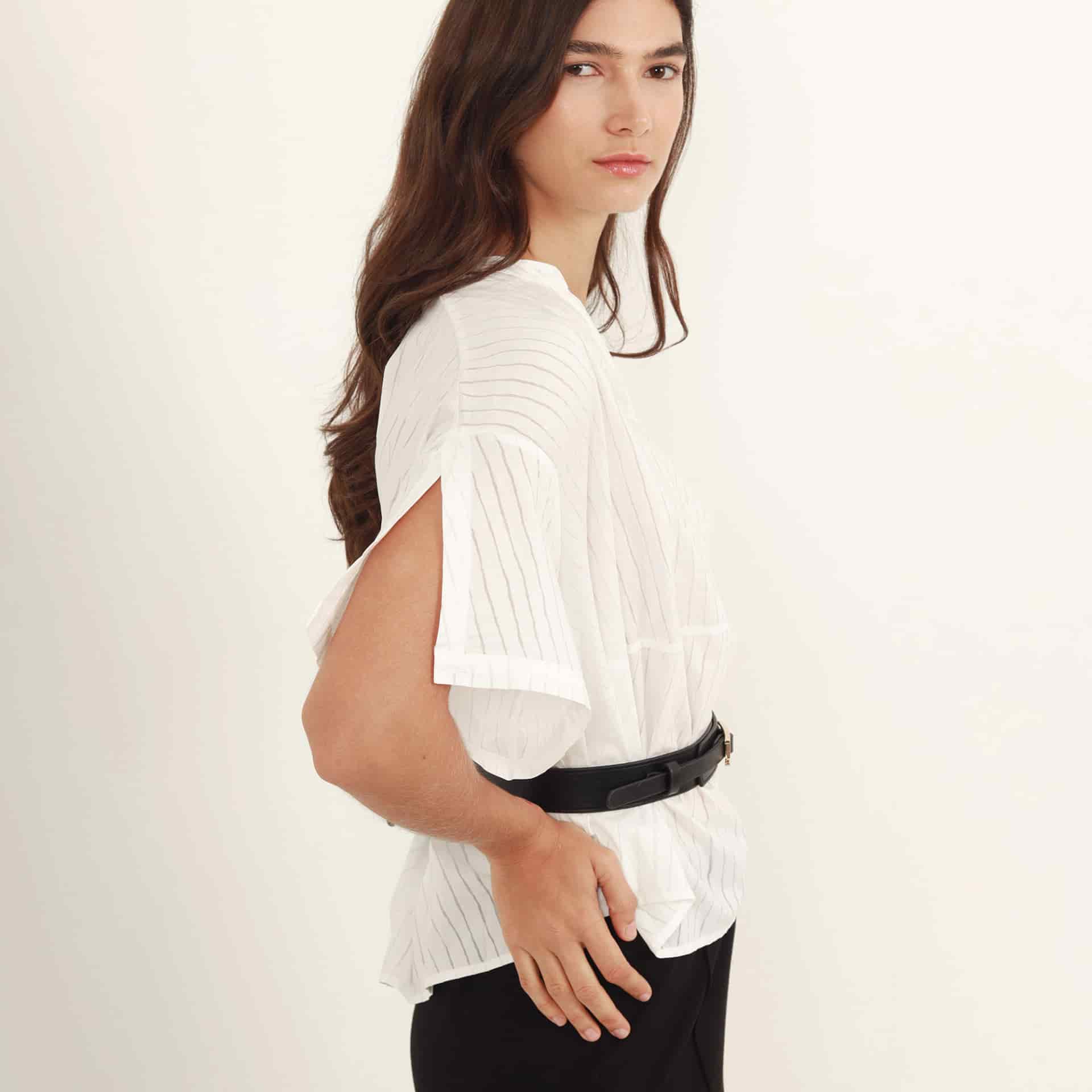 Blusa cuello V manga corta - miniatura 3