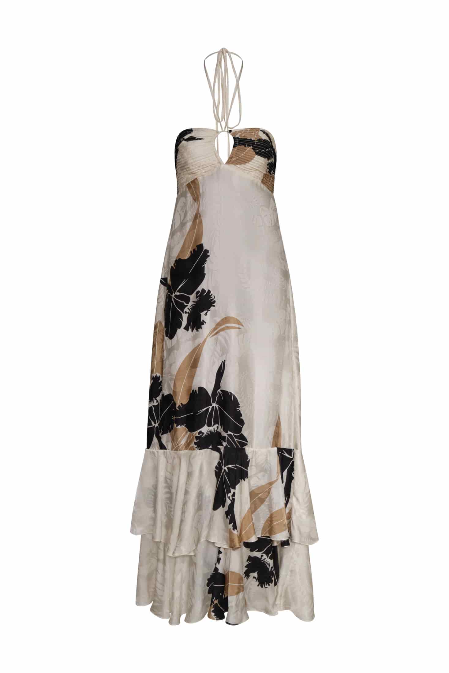 Sevillana Silk Jacquard Maxi Dress / Black Orchids - miniatura 2