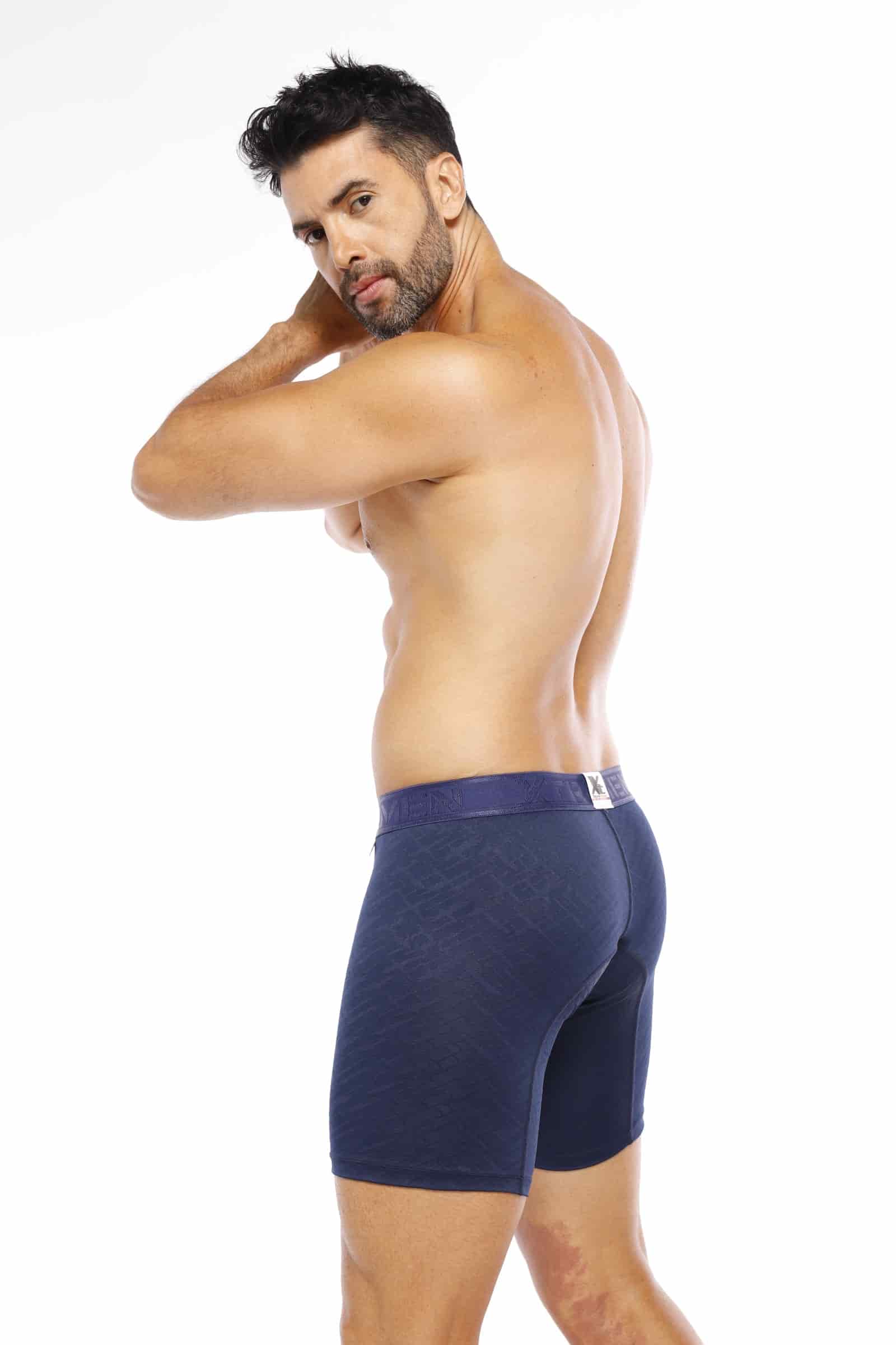 BOXER CLASICO LARGO MICROFIBRA JACQUARD GEMA AZUL OSC - miniatura 2