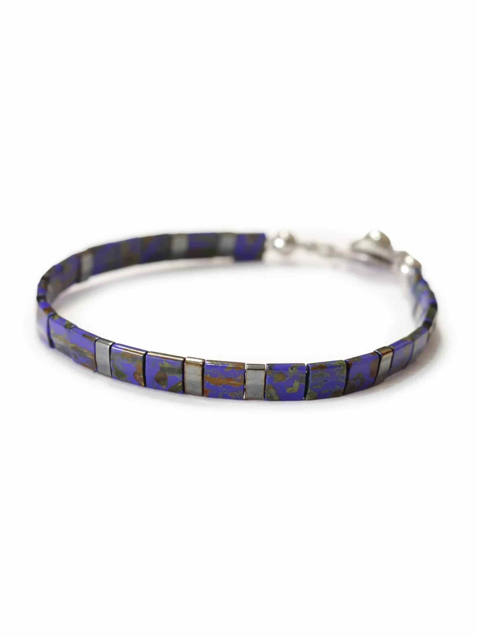 Brazalete Miyuki Tila Azul Marmolizado - miniatura 3