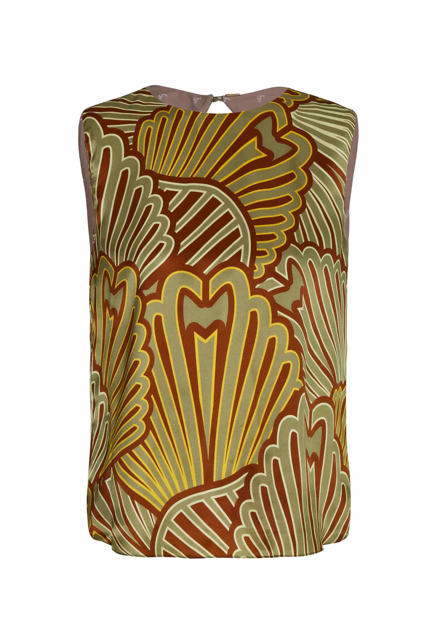 Silvia Satin Silk Blouse / Yellow Intricate Shells - miniatura 1