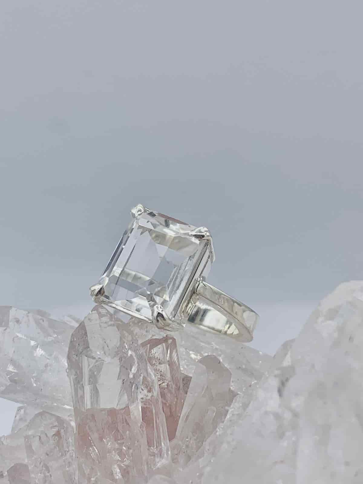Anillo cuarzo Transparente rectangular - miniatura 1