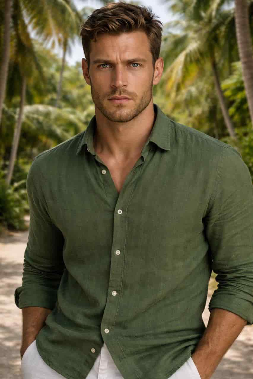 GUAYABERA VERDE MILITAR - miniatura 2