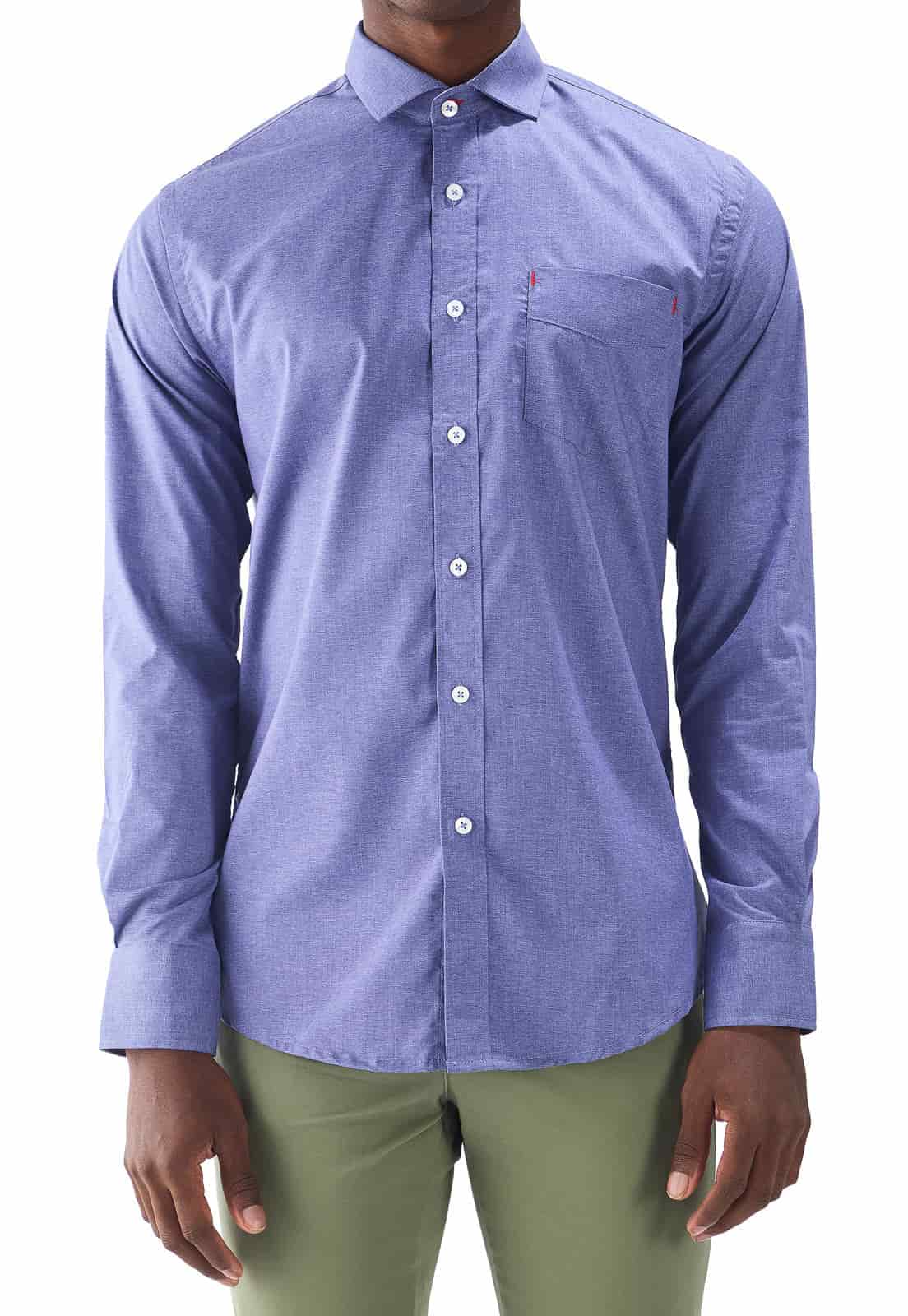 Camisa manga larga azul con textura - miniatura 3
