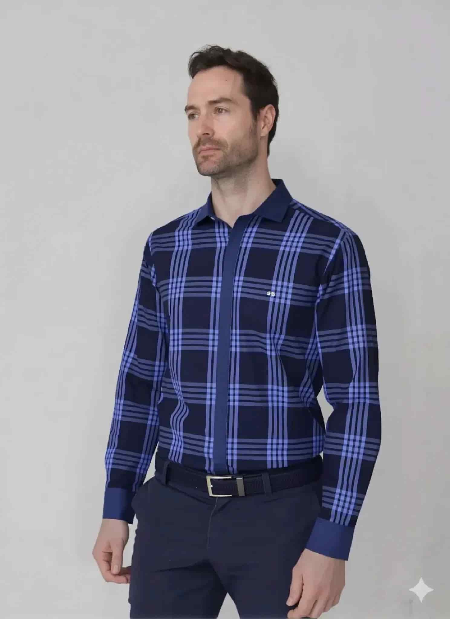 Camisa manga larga en cuadros para hombre Jon Sonen 020224019 - miniatura 1