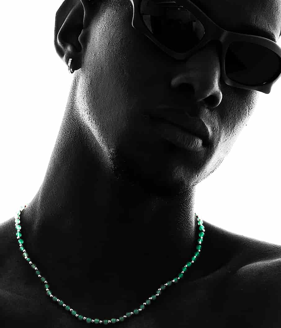 GREEN MIST NECKLACE | COLLAR CON BALINES EN PLATA Y ÁGATAS - miniatura 6