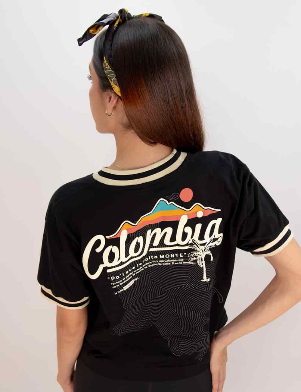 Camiseta Oversized Colombia negro Mujer - miniatura 1