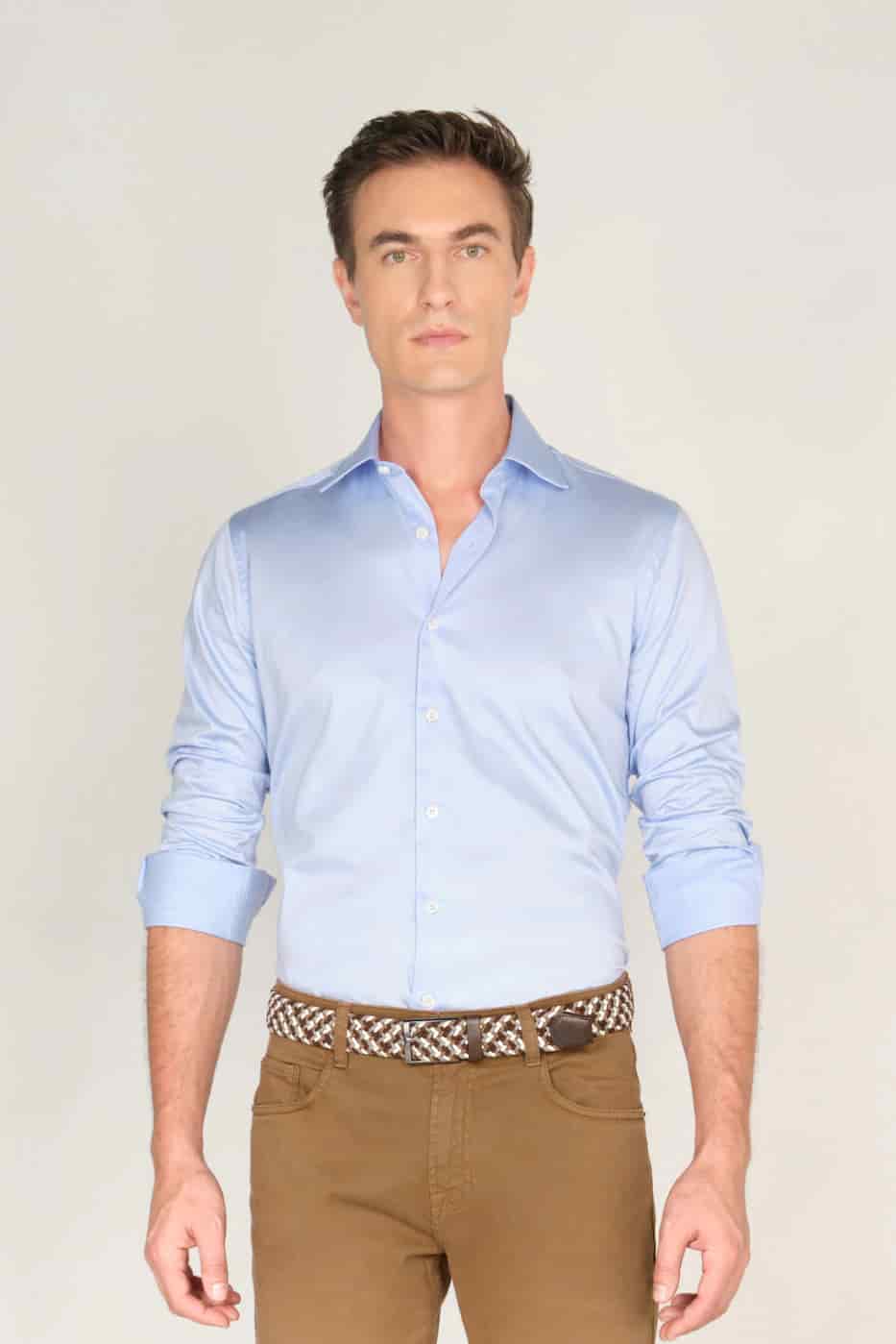 Camisa Classic Algodón Pima Azul Claro - miniatura 3