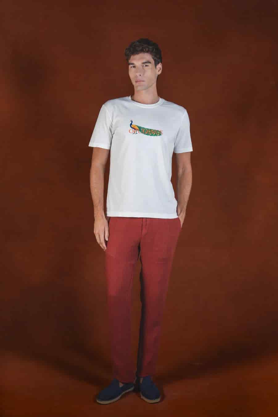 Pavone cotton t-shirt white - miniatura 1