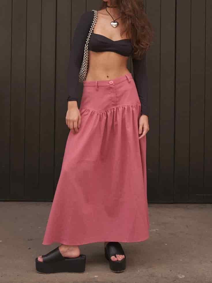 SAND STRIPE SKIRT (CHERRY) - miniatura 2