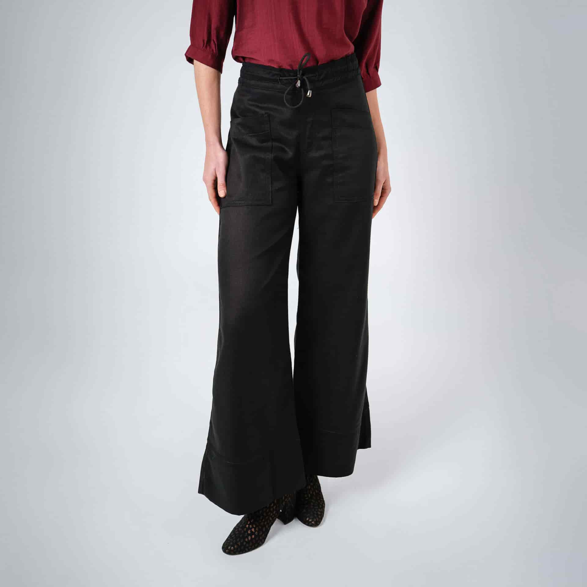 Pantalón básico estilo cargo bota flare con ajuste en cintura - miniatura 12