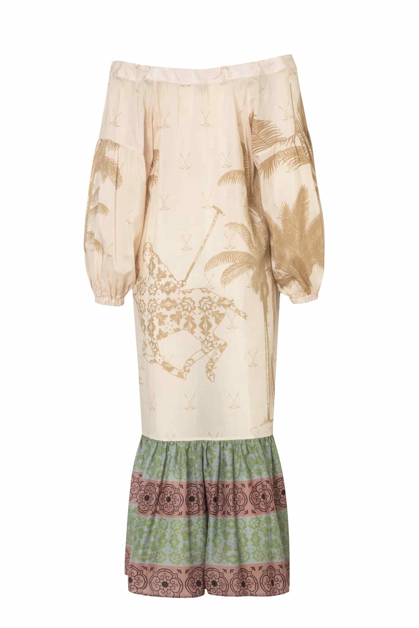 Chiapas Cotton-Silk Midi Dress / Ivory Palms - miniatura 4