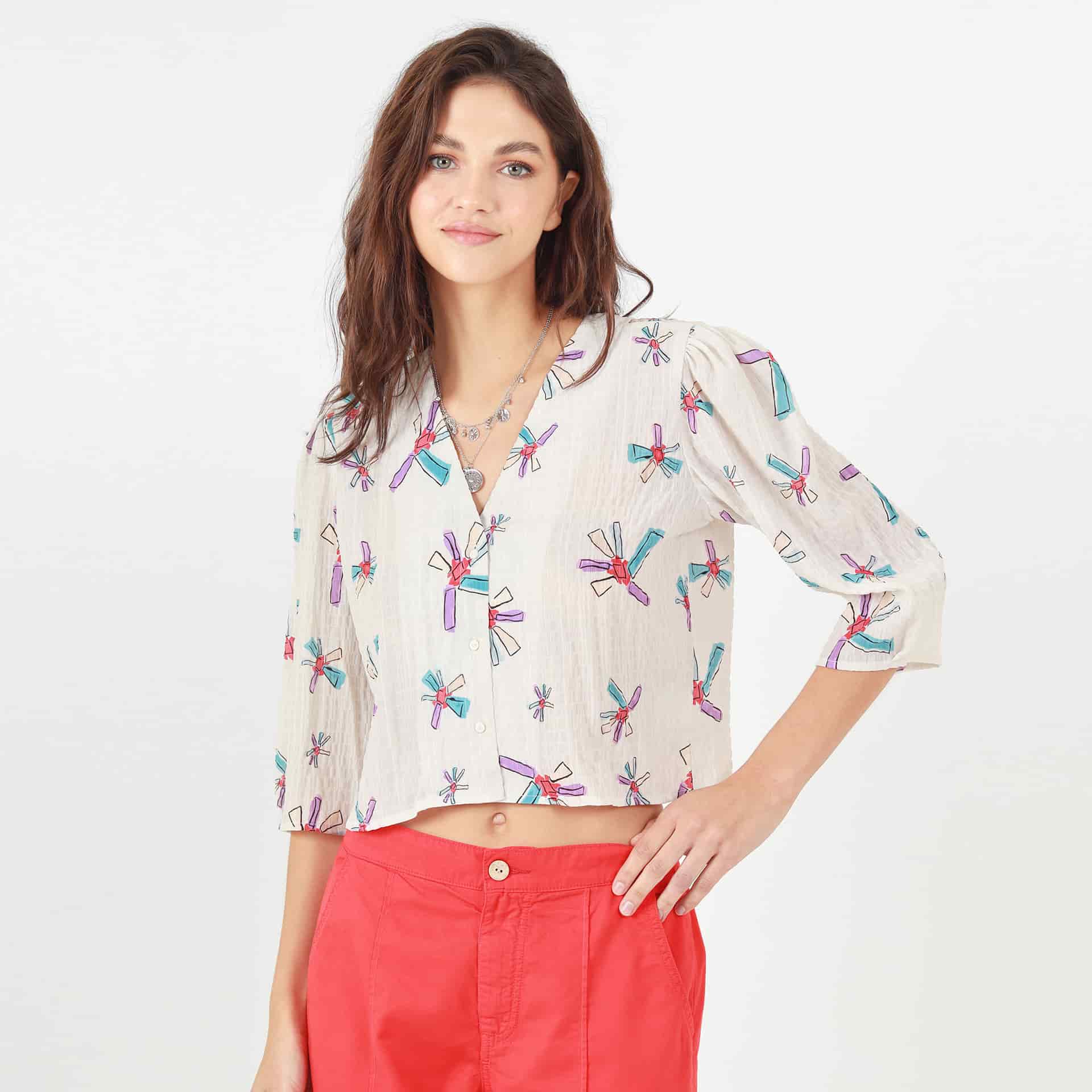 Blusa Cuello V Manga 3cuartos - miniatura 5