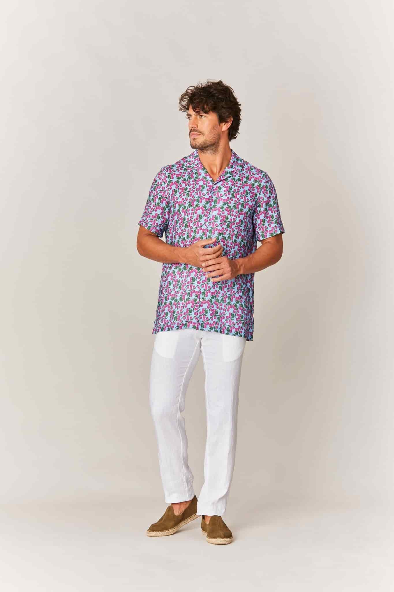 Men's buril linen shirt sky blue - miniatura 2