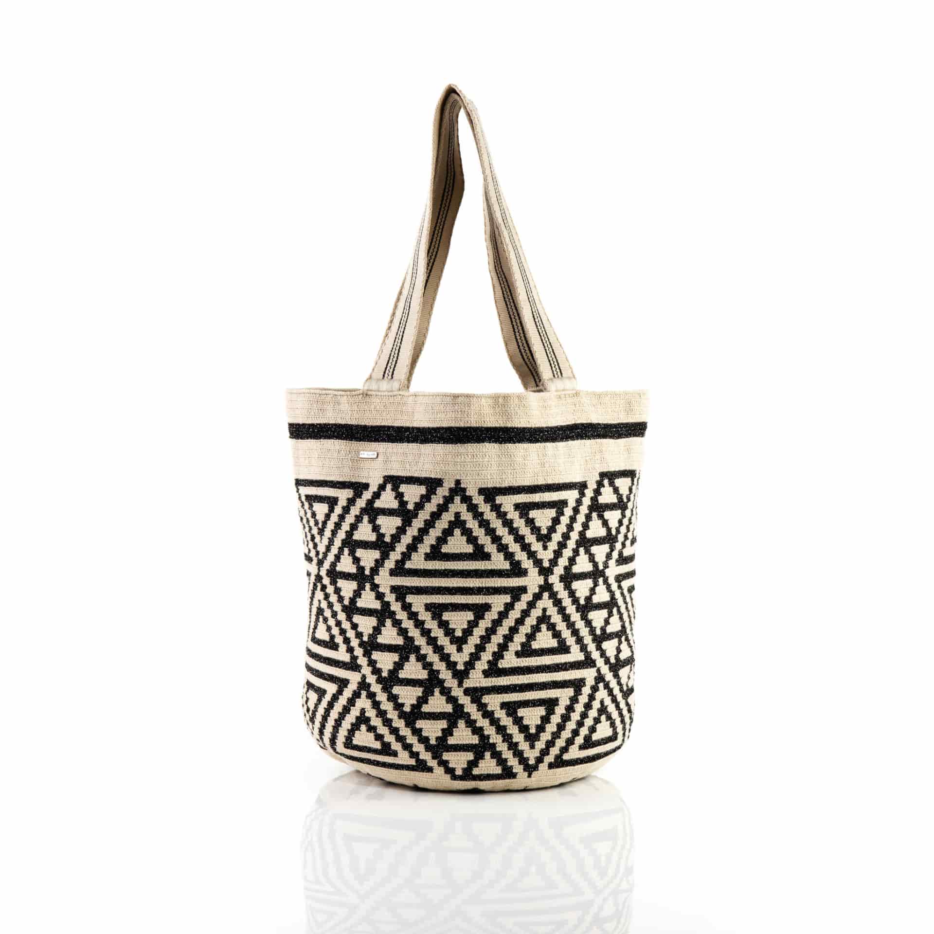 Maxi Bolso Wayuu Brillante Beige/Negro - miniatura 1