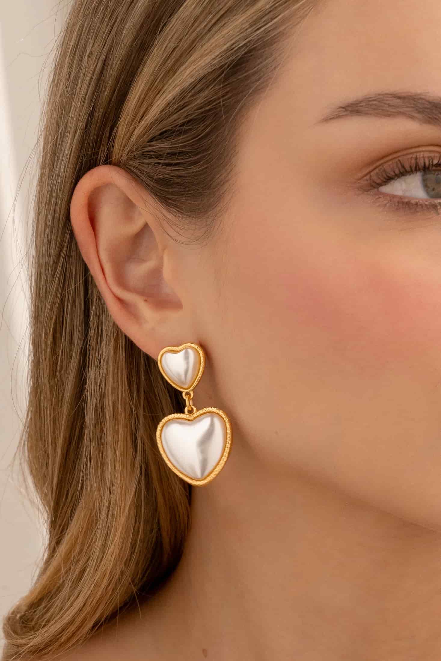Aretes Corazón Perla - miniatura 1