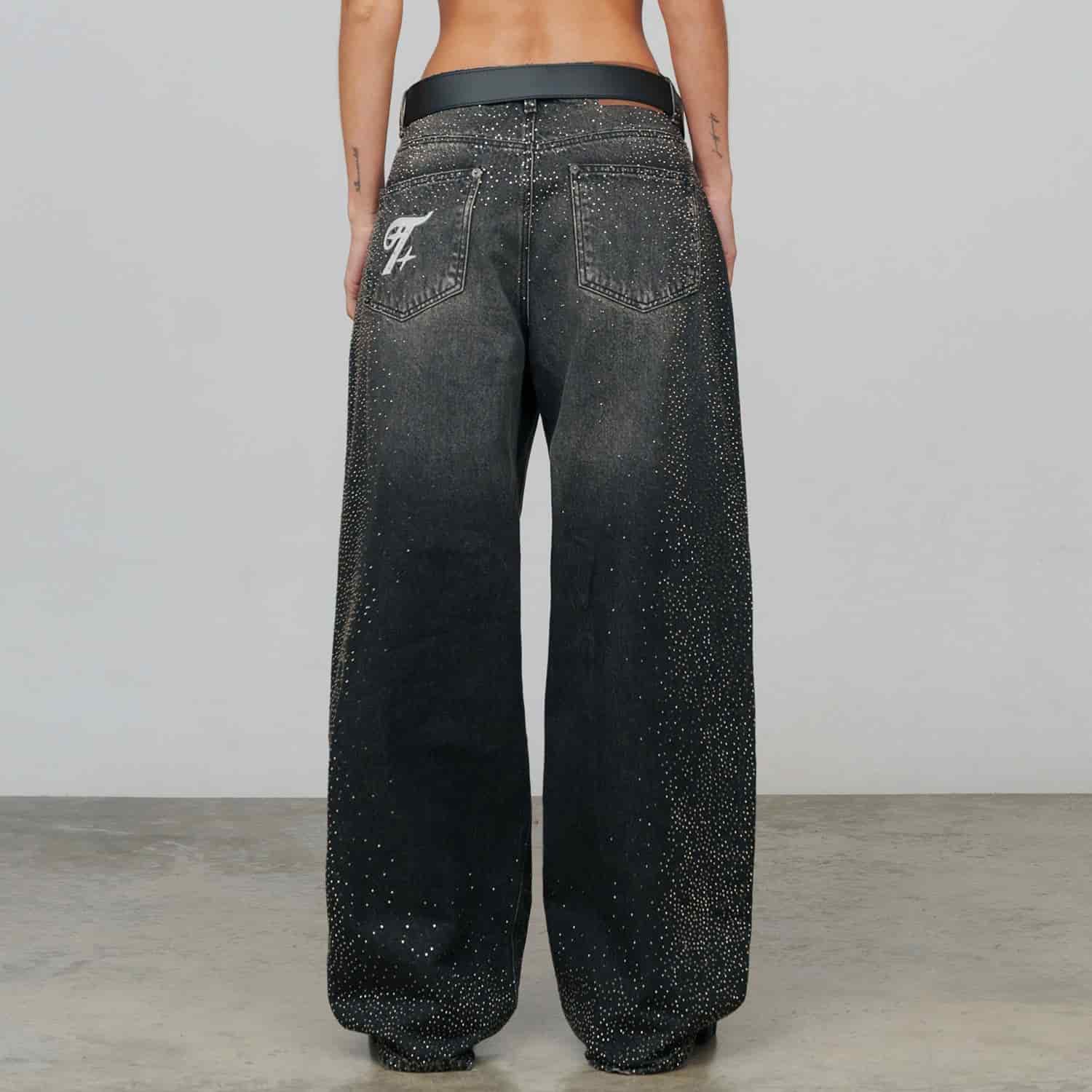 Starry Wide-Leg Jeans - Black - miniatura 2