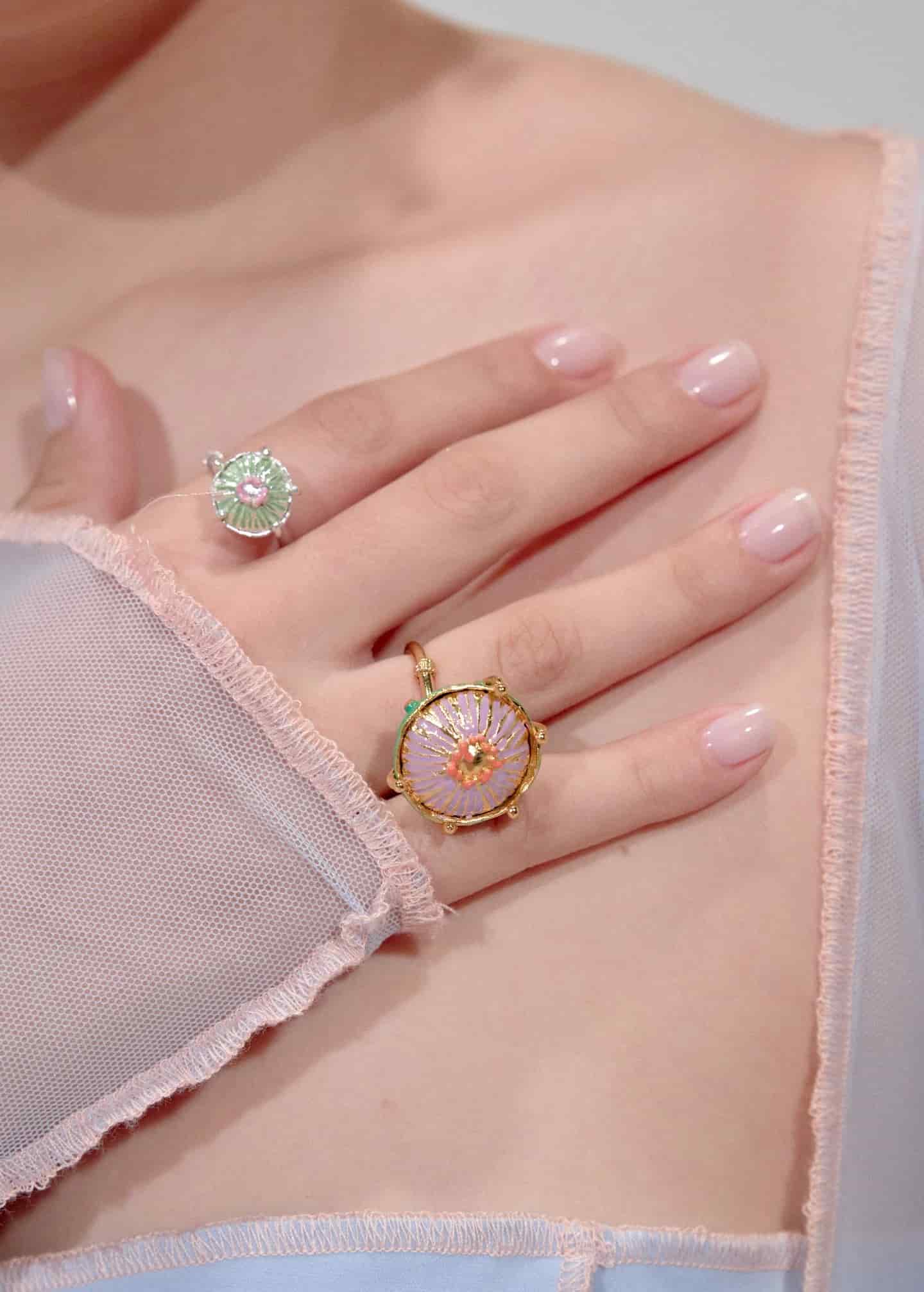Anillo Sombrerito mini pistacho lila - miniatura 5