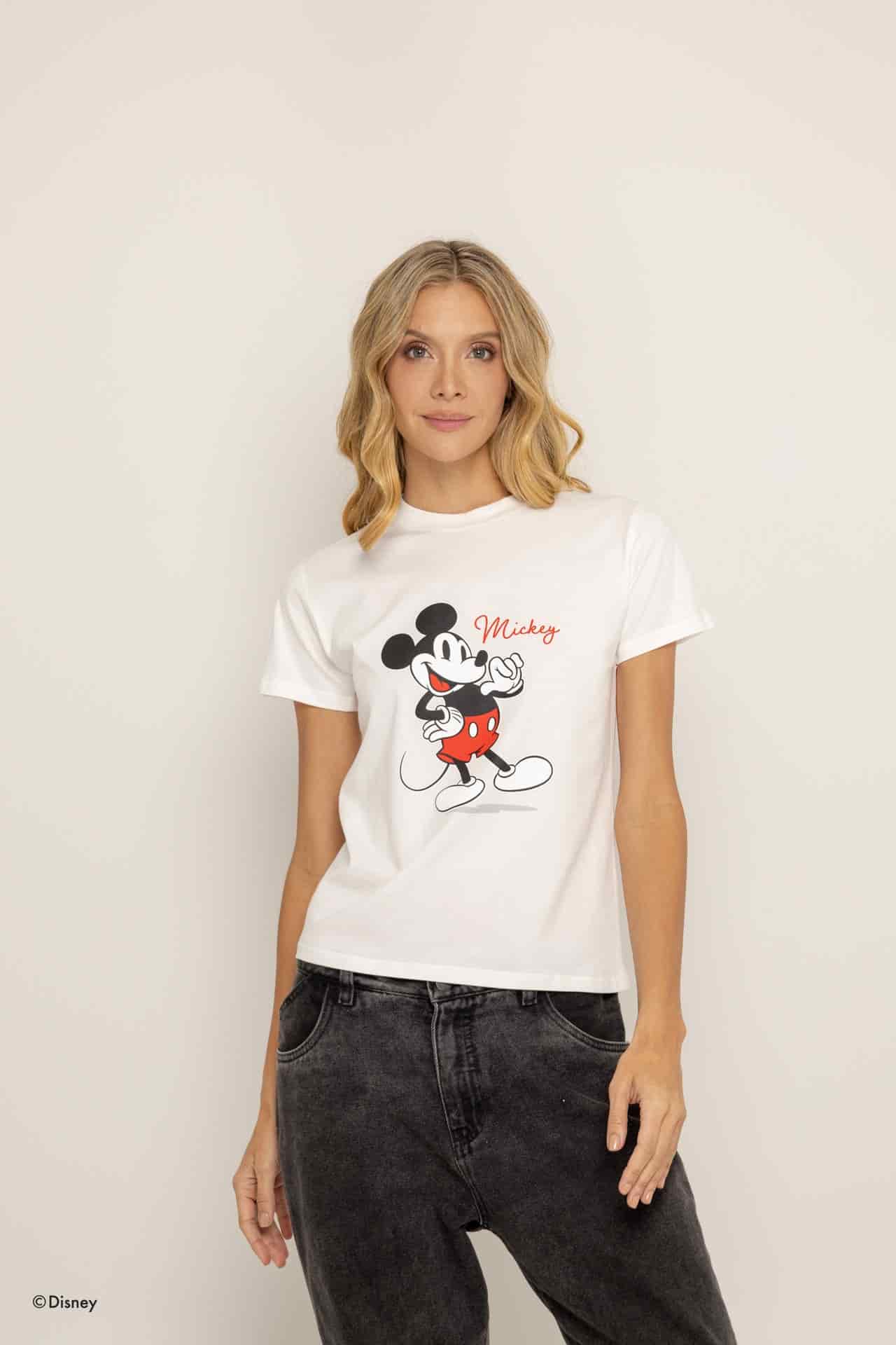 T-Shirt Blanca Mickey Mouse Firma - miniatura 3