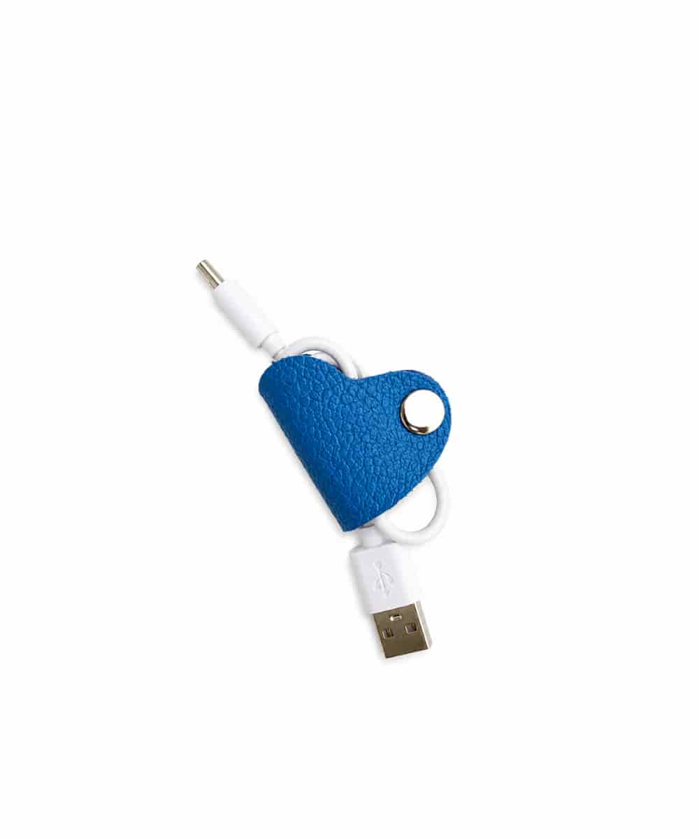 Organizador de Cables Azul Neon en Cuero – Oh My Love - miniatura 1