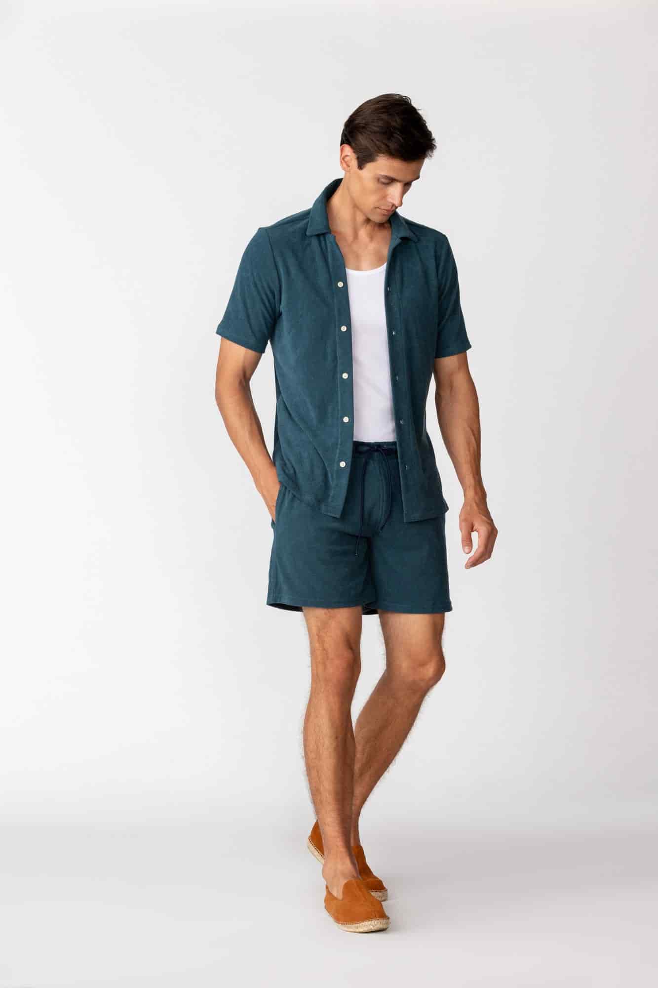 Men's hemp shirt petrol green - miniatura 2