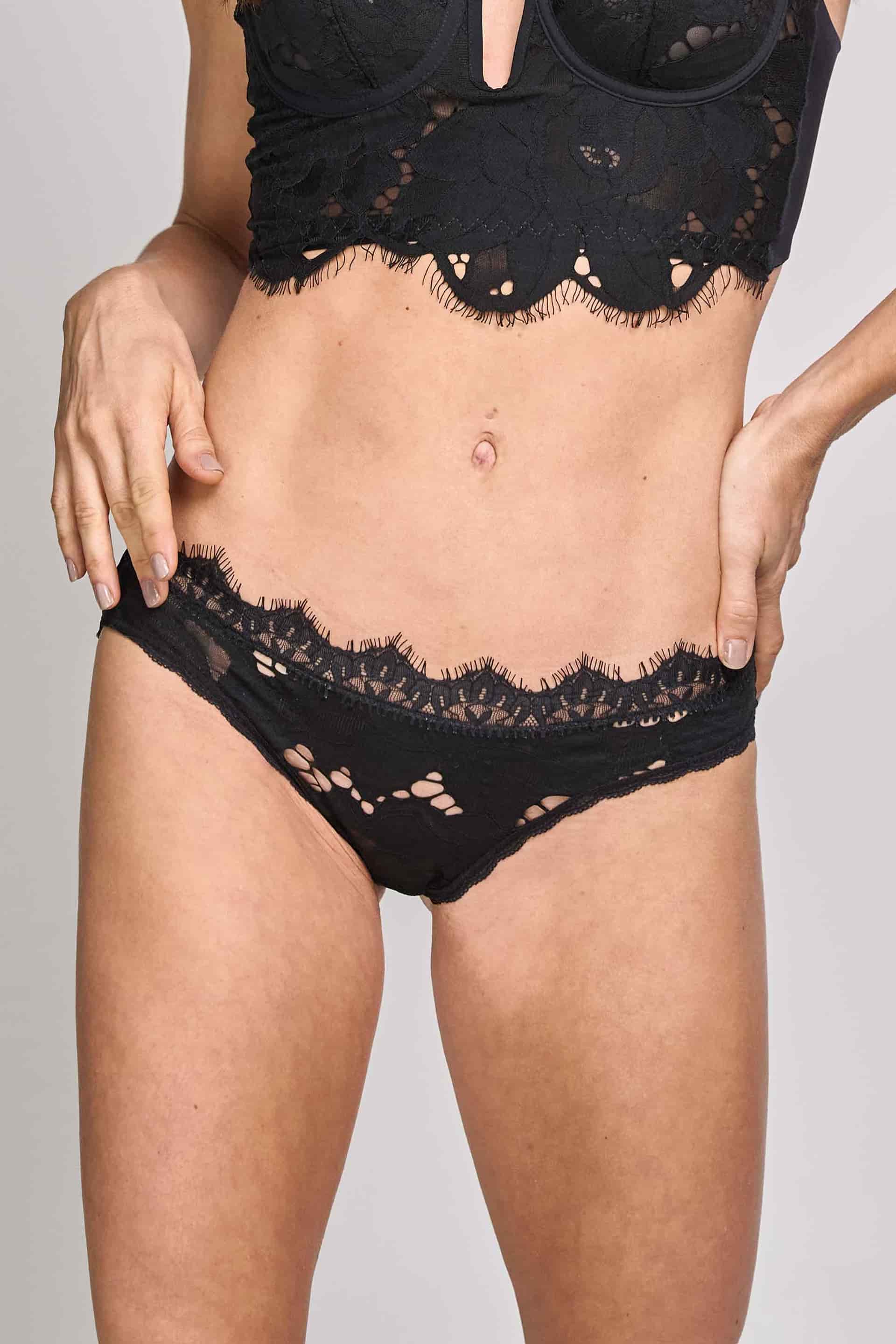 CULOTTE ELLIPSE ENCAJE ALGODÓN NEGRO - miniatura 1