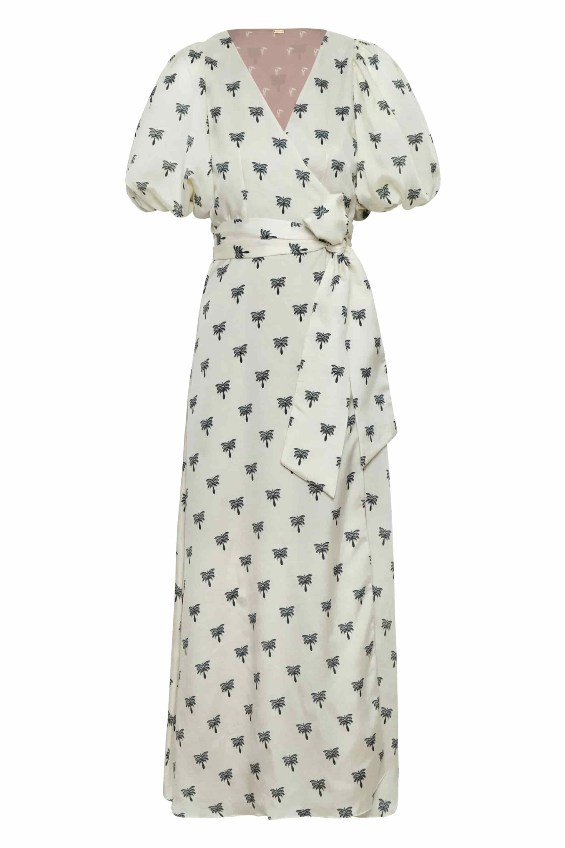 Ermita Martellato Silk Midi Dress / Ivory - Black Polka Palms - miniatura 3