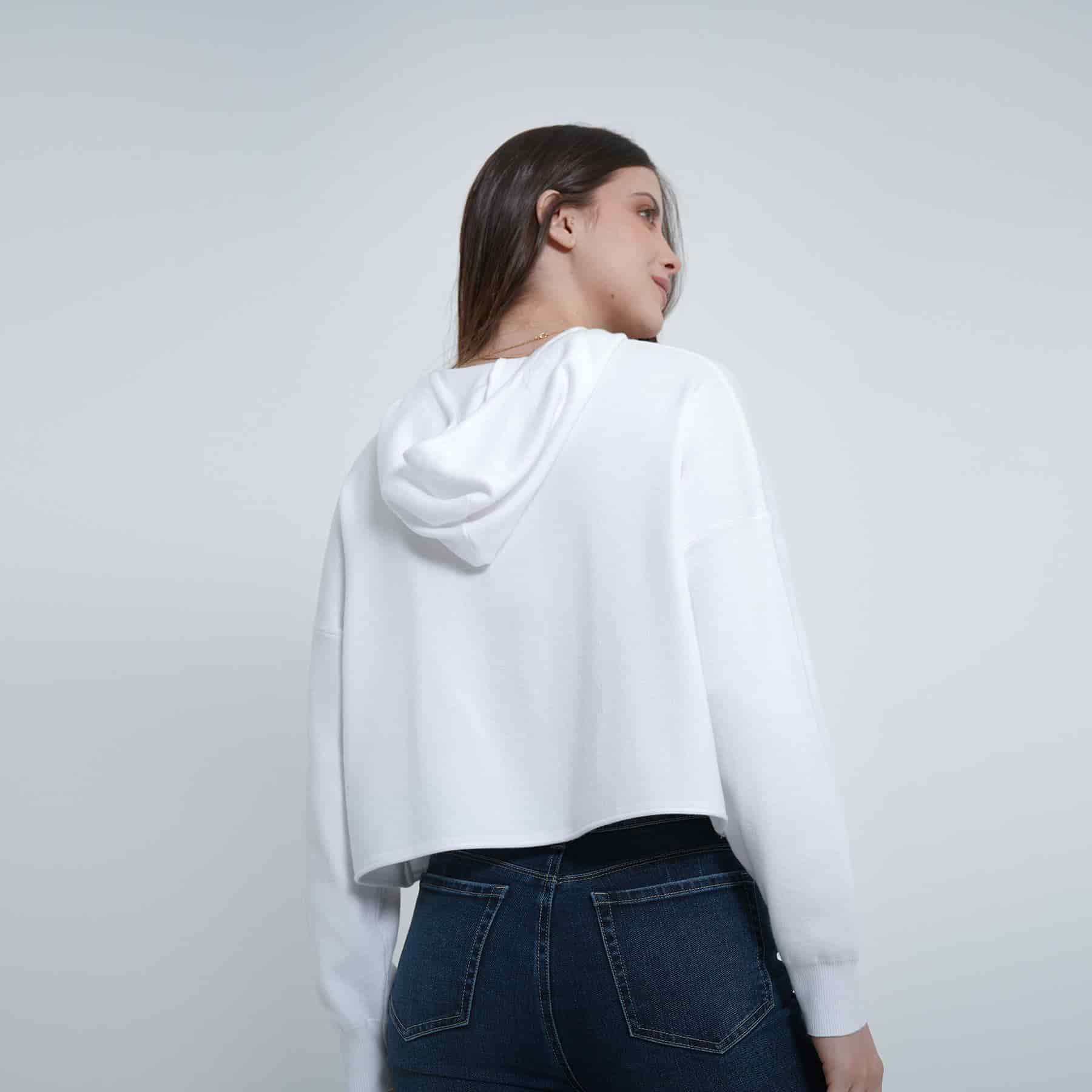 Buzo sudadera crop con capucha bordado Berry - miniatura 5