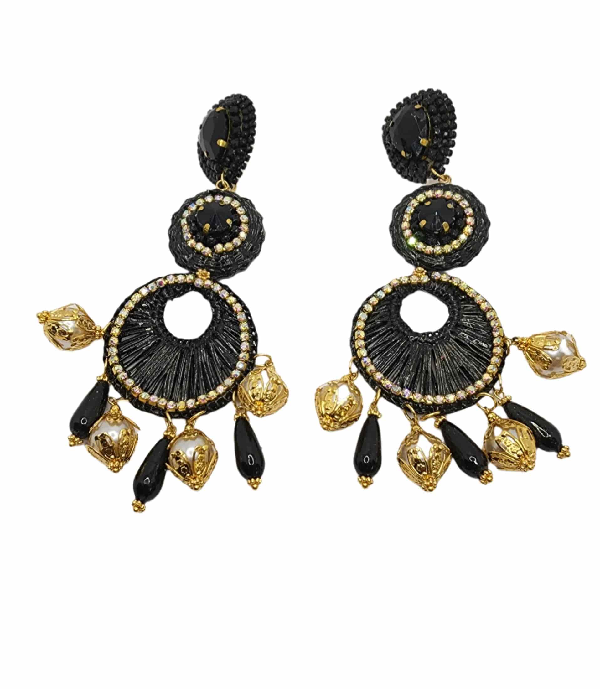 Black Waterfall Earrings - miniatura 3