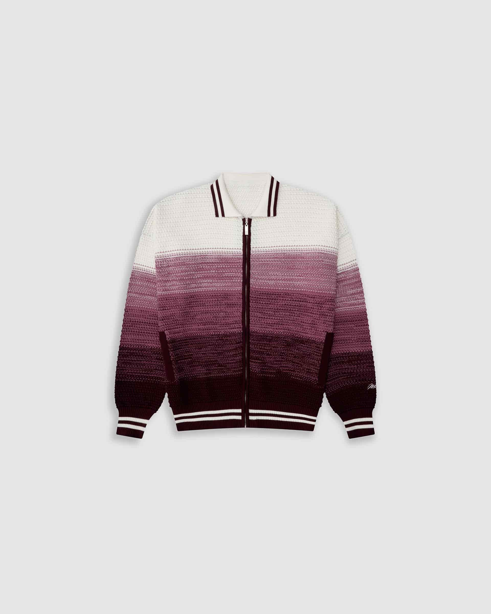 Zip Polo Gradient Knitwear - Burgundy y Crema - miniatura 1