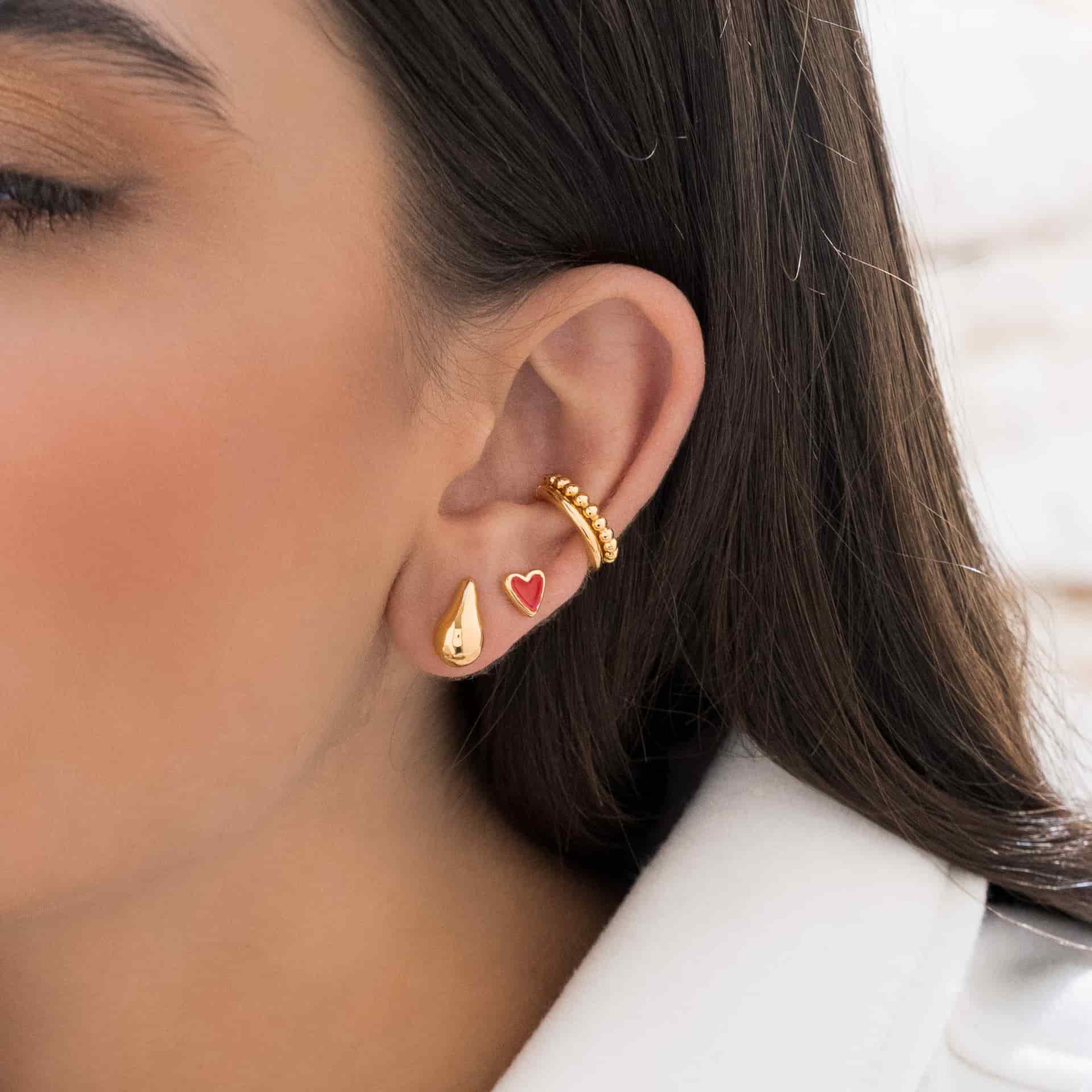 Set X4 Aretes Mini Gota Y Corazón - miniatura 1