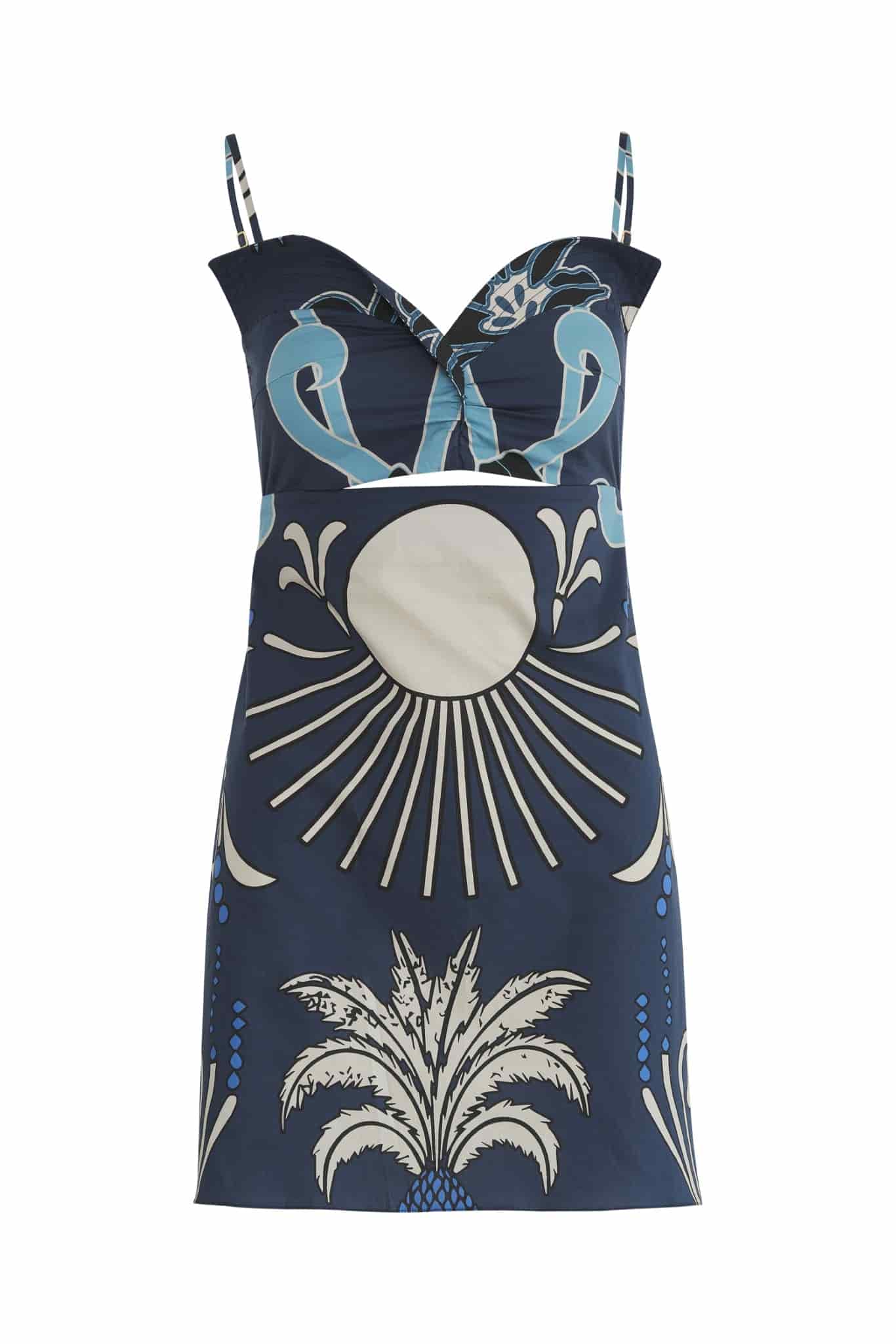 Victoria Cotton Mini Dress / Blue Garden - miniatura 1