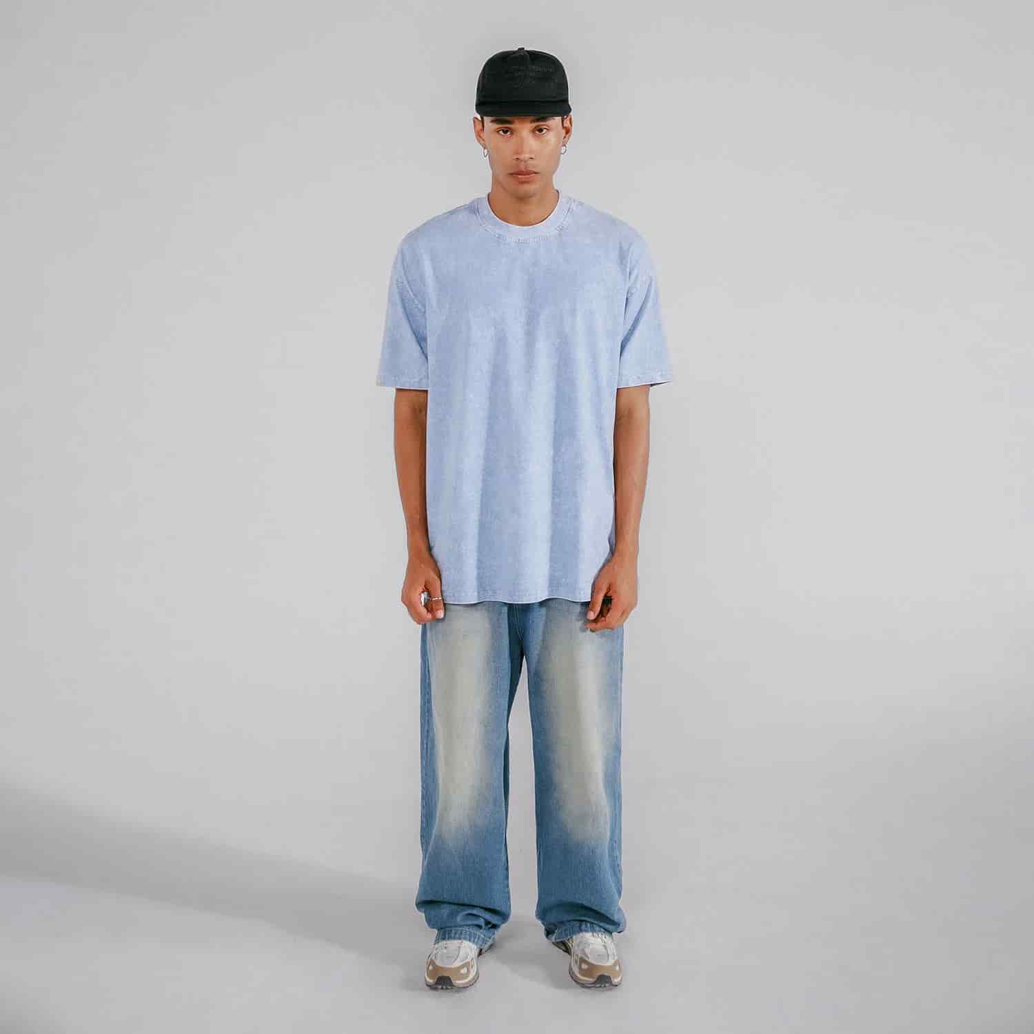 Oversized Washed T- Shirt - Blue - miniatura 8