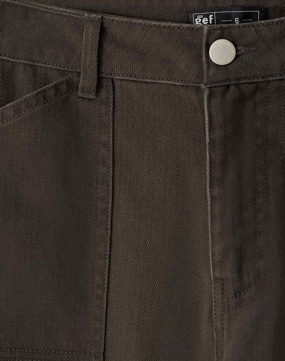 Pantalón wide leg tiro medio drill algodón chocolate mujer - miniatura 9