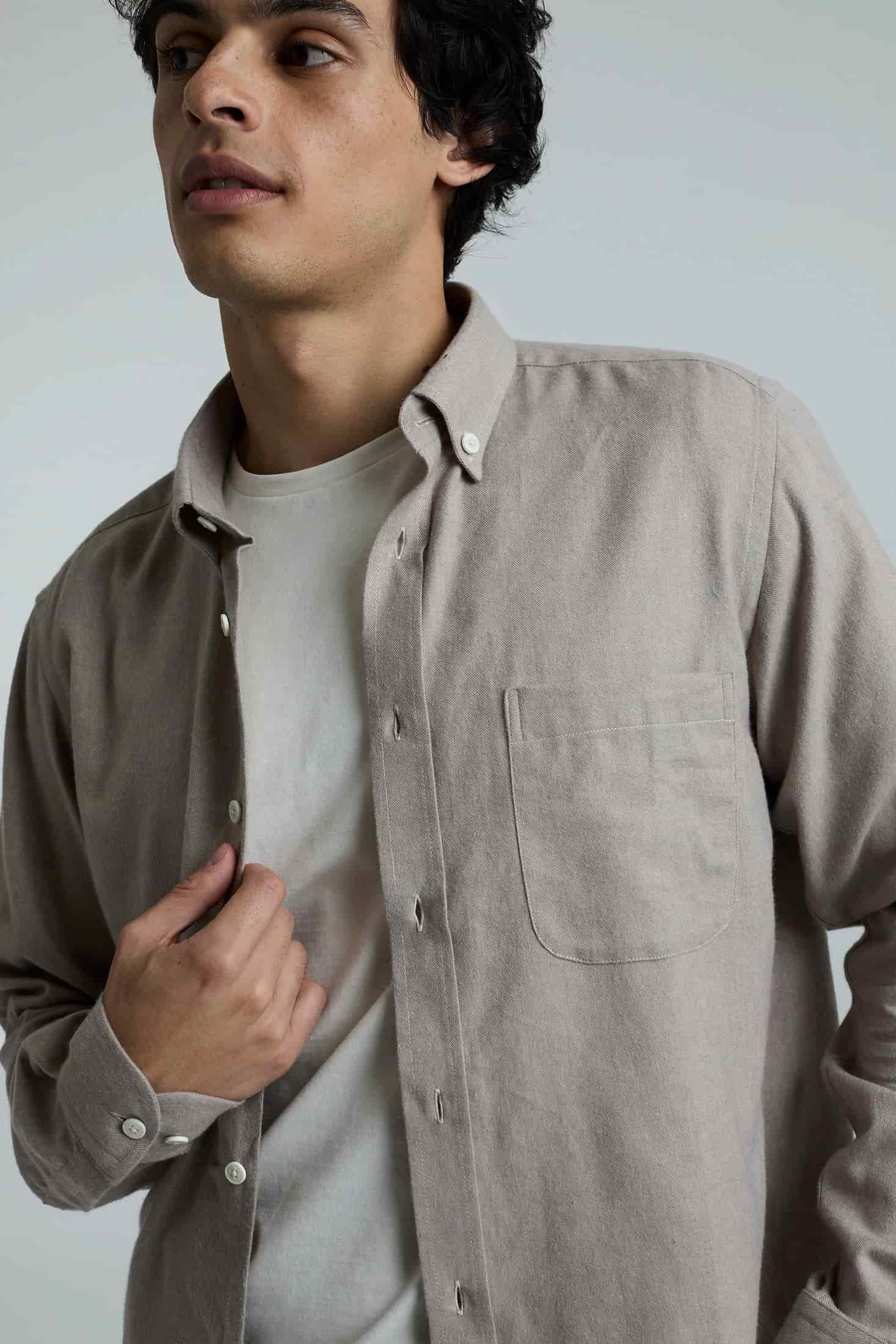 Camisa twill beige - miniatura 6