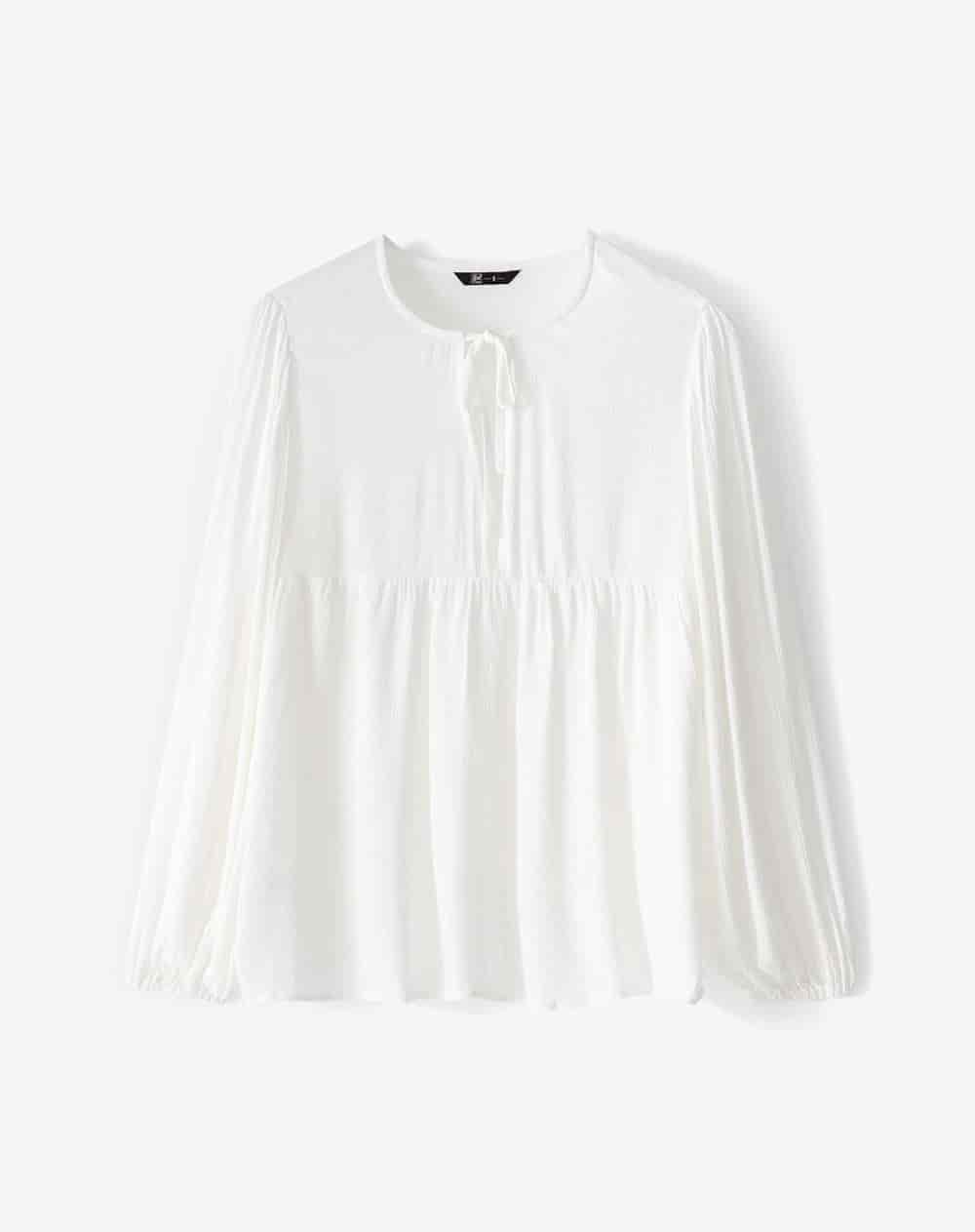 Camisa oversized manga larga blanca mujer - miniatura 2