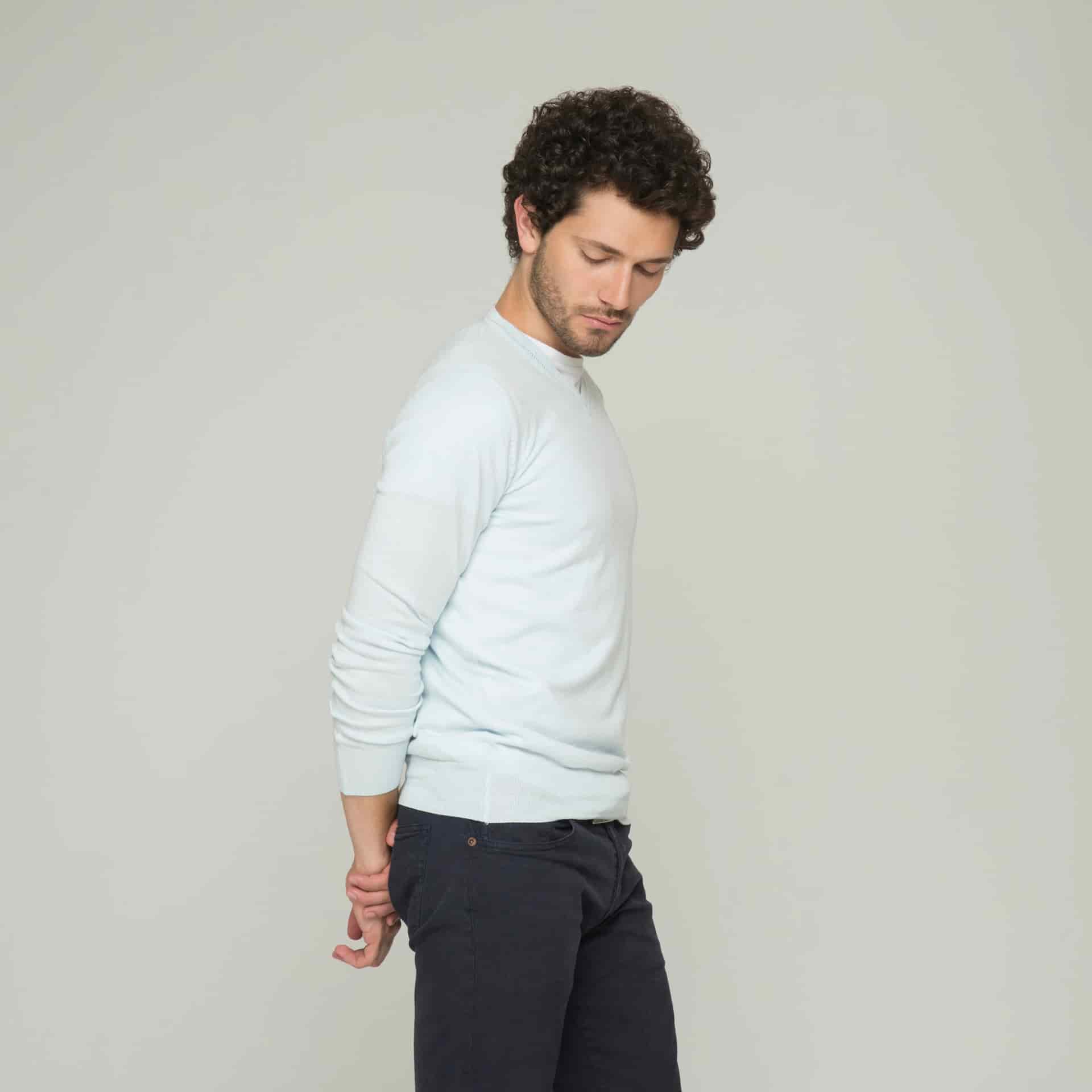 Saco Cuello V Algodón Azul Cielo - miniatura 4