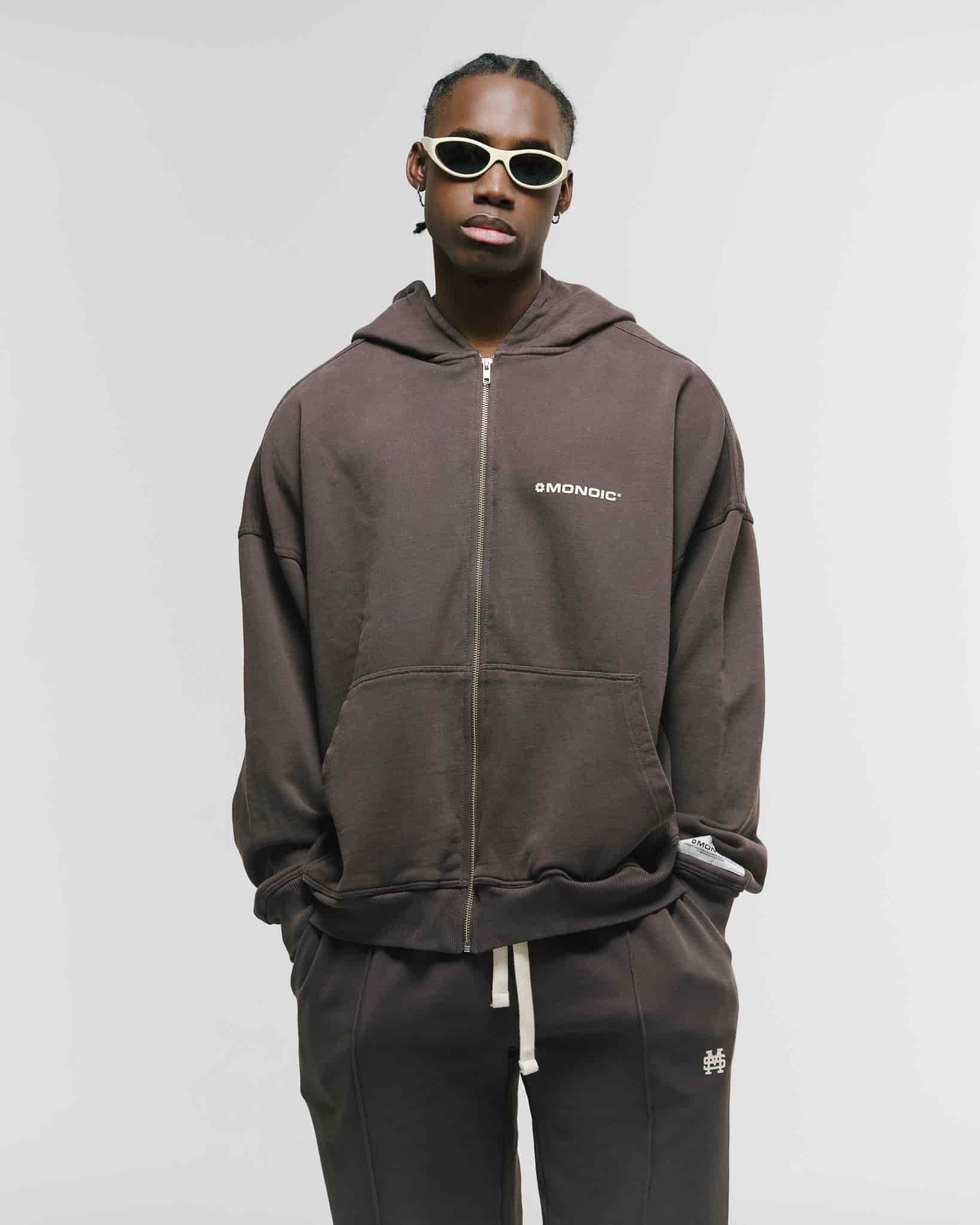 Zip Hoodie Oversized Básico V4 - Café Chocolate - miniatura 2