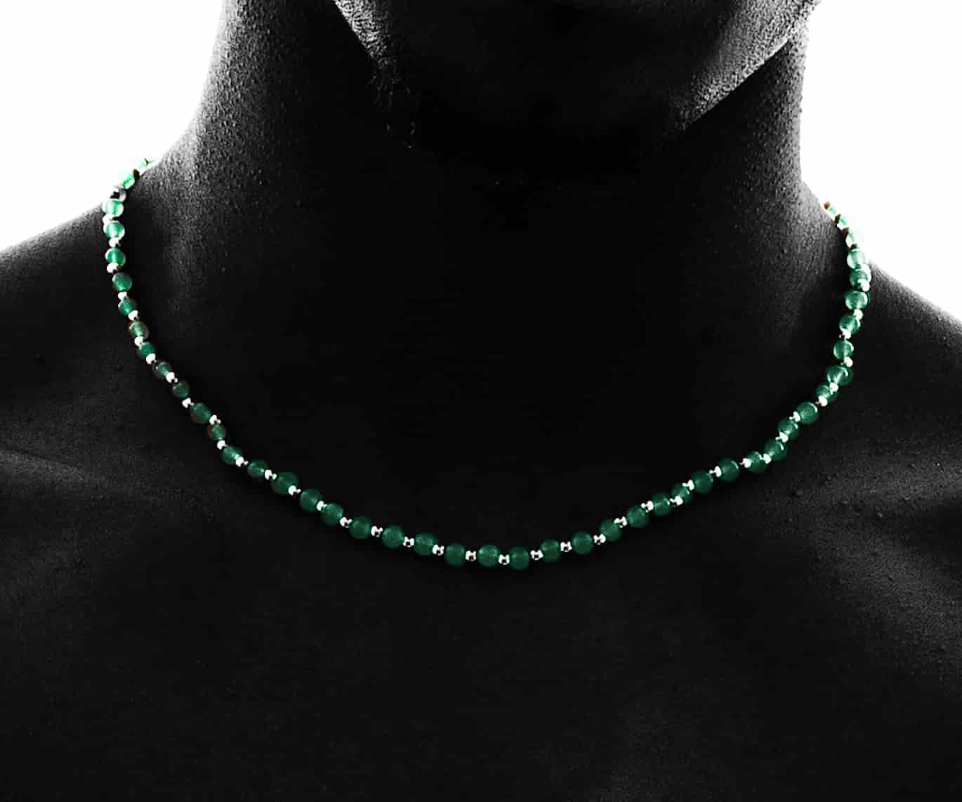 GREEN MIST NECKLACE | COLLAR CON BALINES EN PLATA Y ÁGATAS - miniatura 3