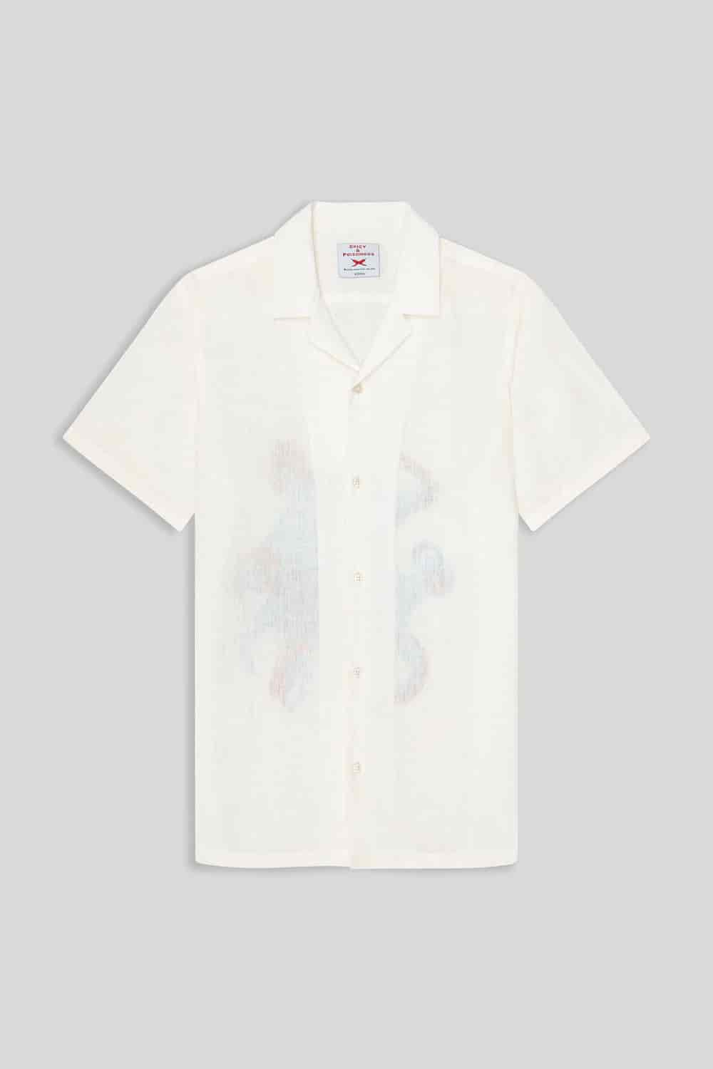 Men's linen shirt turquoise octopus - miniatura 4