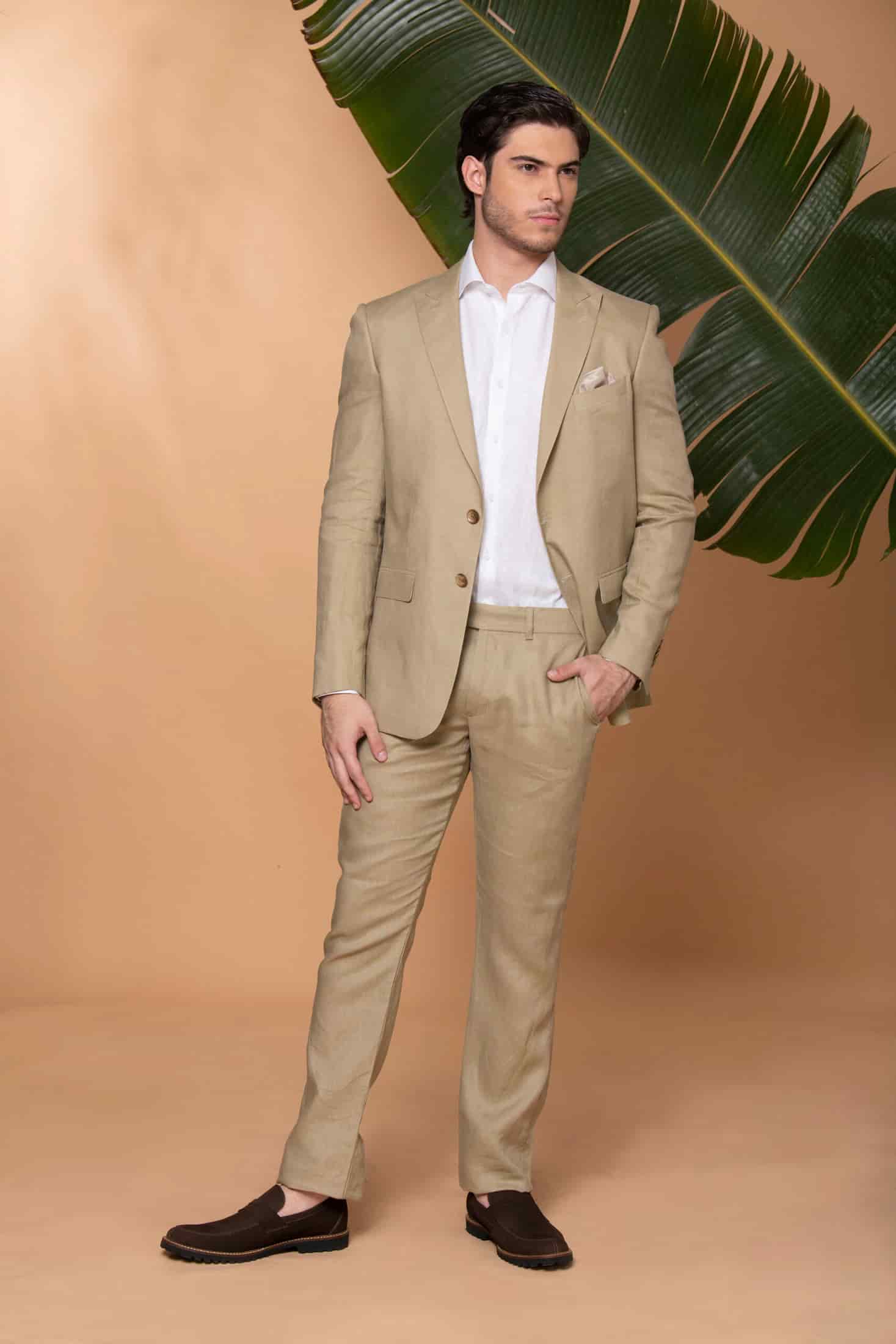Traje Slim Fit 100% Lino Verde Aloe - miniatura 2