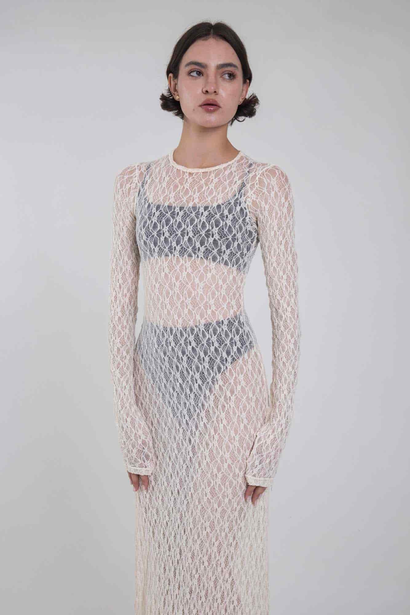 SERENA MARFIL LACE DRESS - miniatura 8
