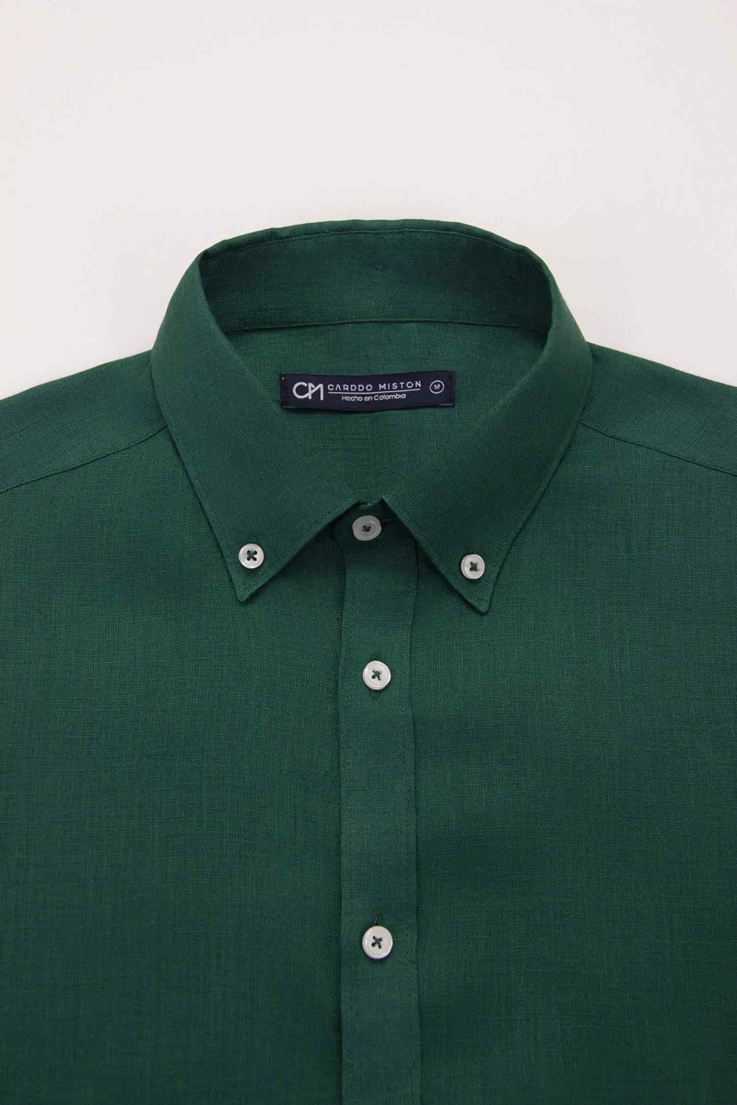 Camisa Button Down Lino Verde Bosque - miniatura 2