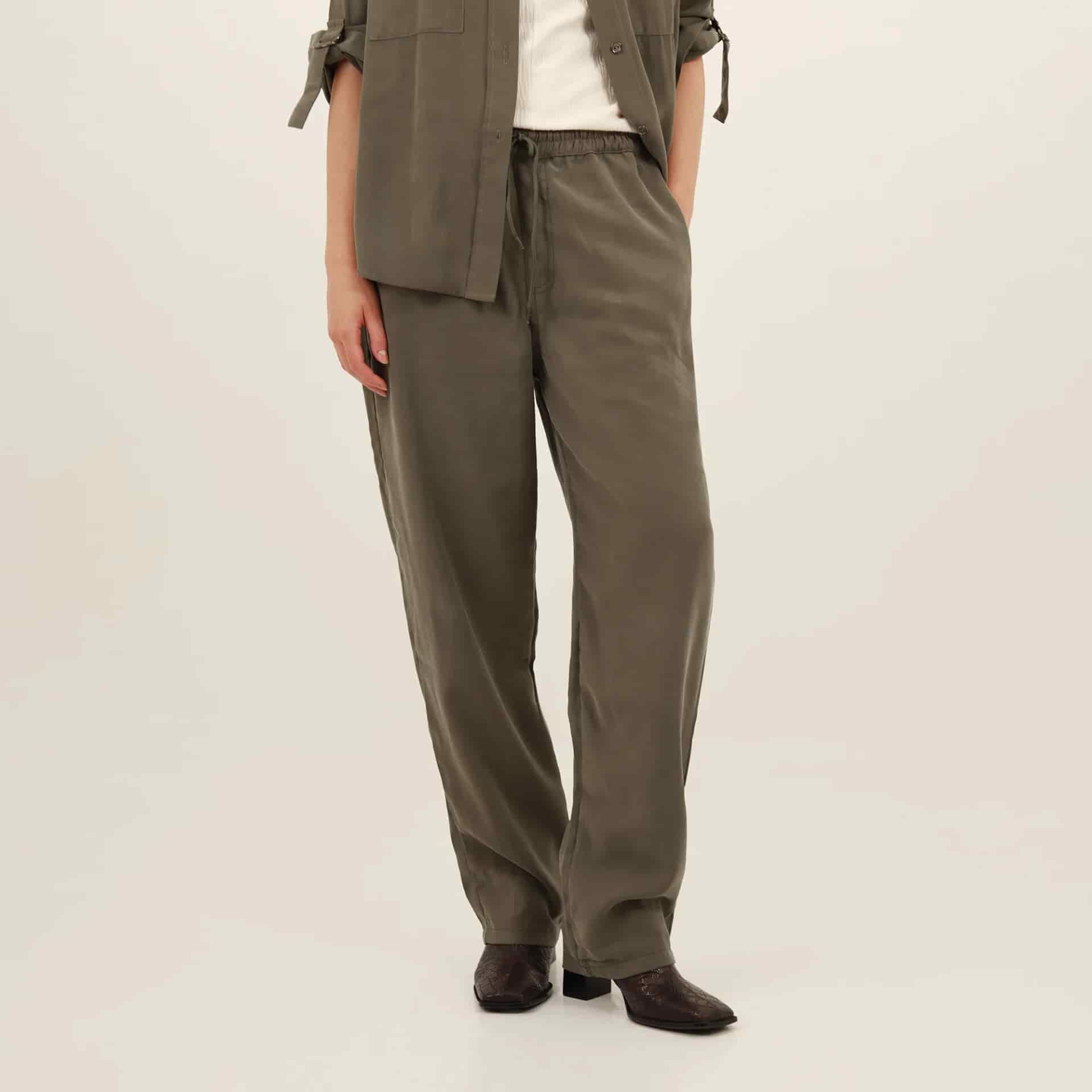 Pantalón bota recta con elastico en cintura y cordón - miniatura 3