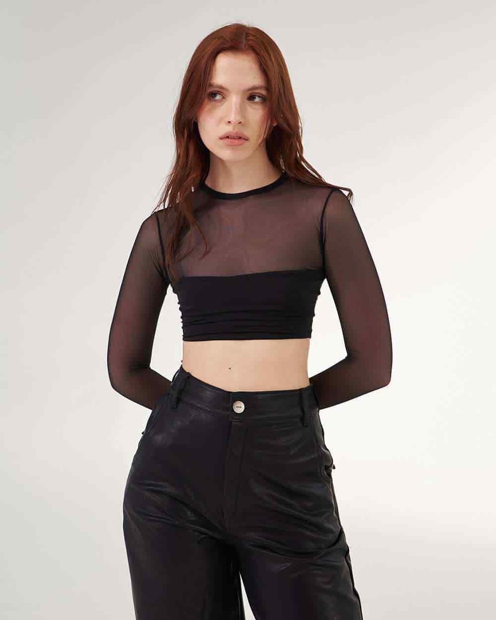 BLACK MESH TOP - miniatura 1
