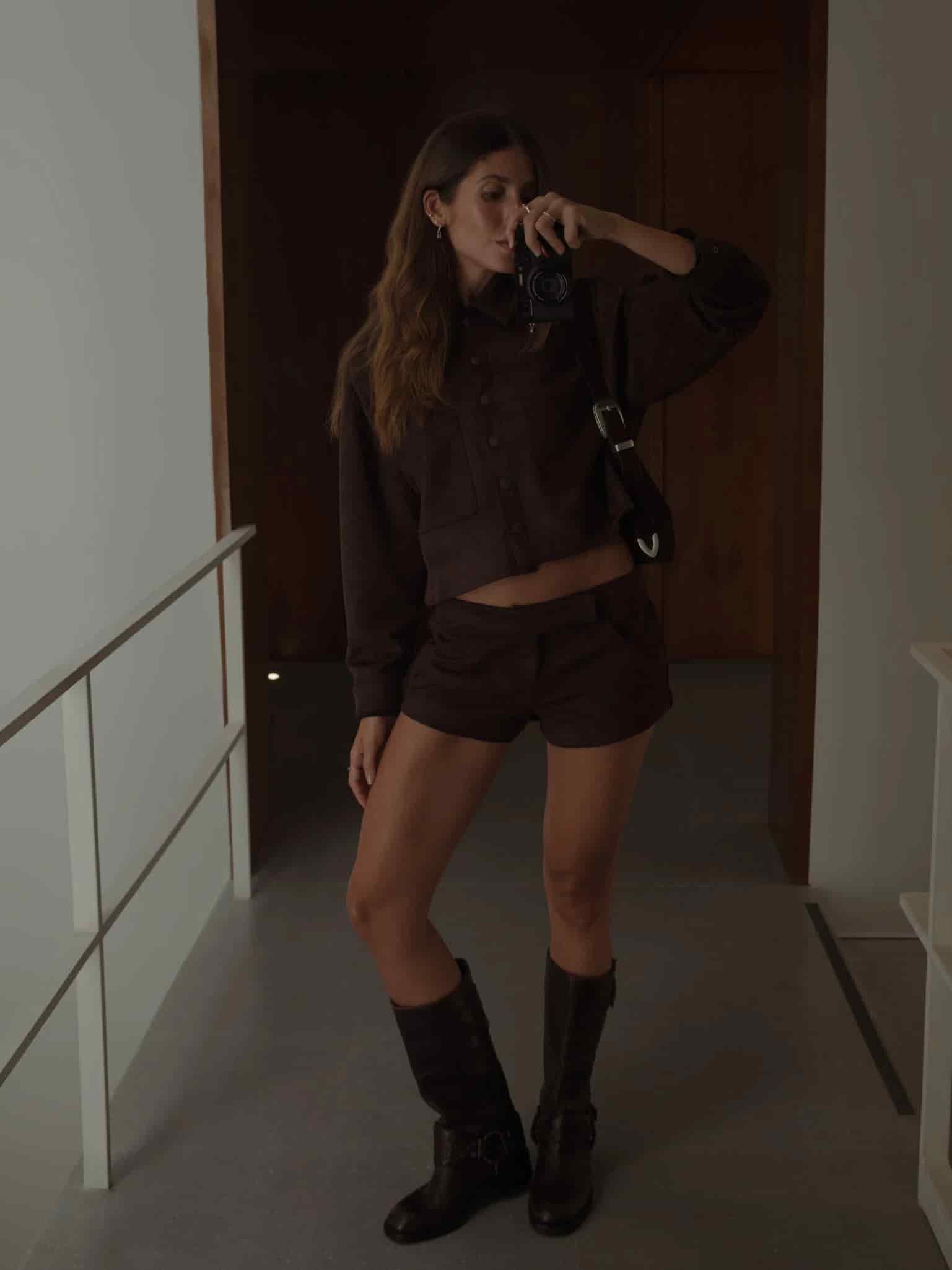 SUEDE BOXY JACKET - ESPRESSO - miniatura 2
