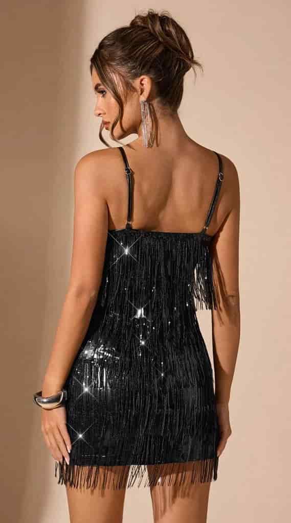 Minivestido negro brillante SH-011359-NEG-M - miniatura 5