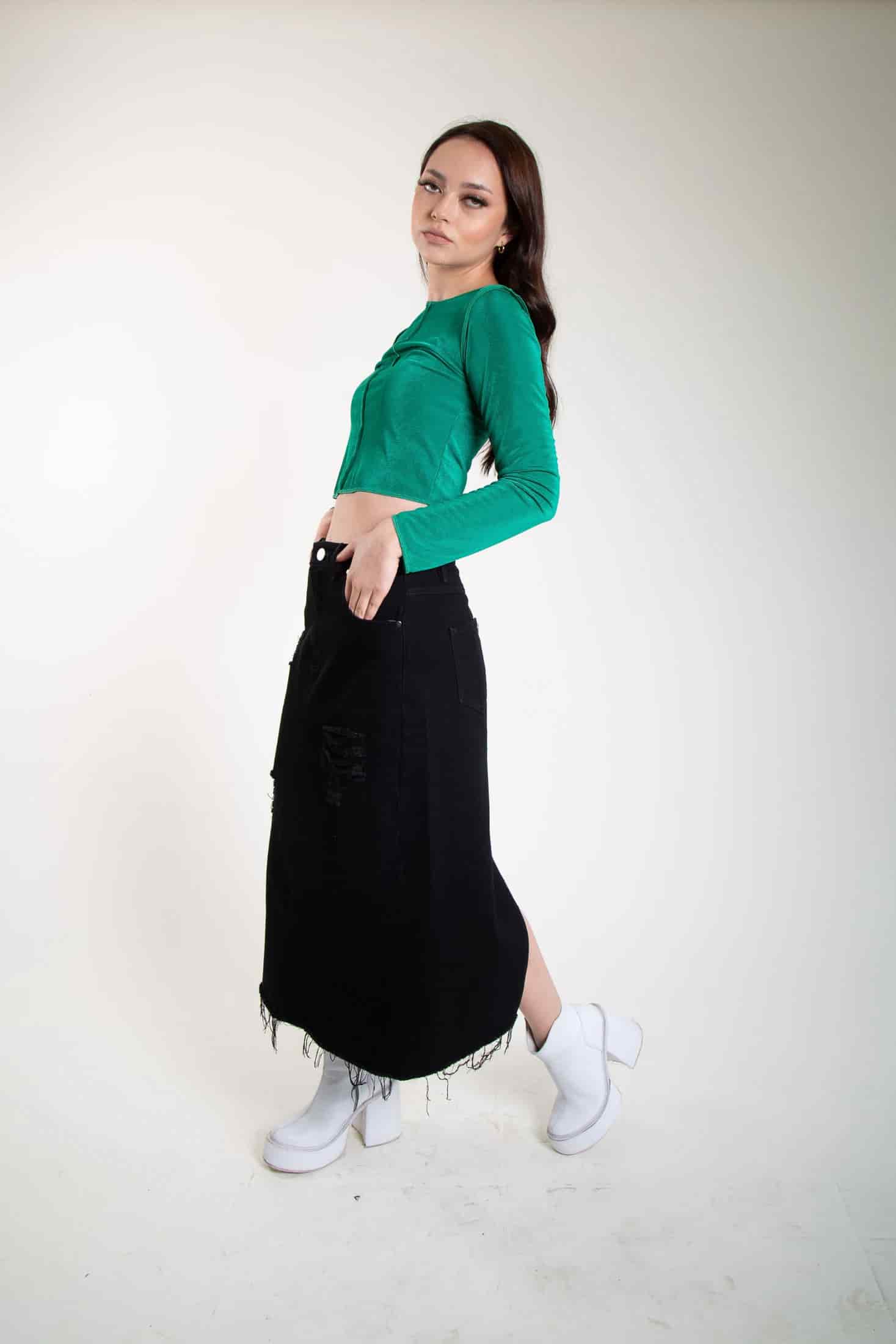 Falda Trendy Denim Negro - miniatura 3