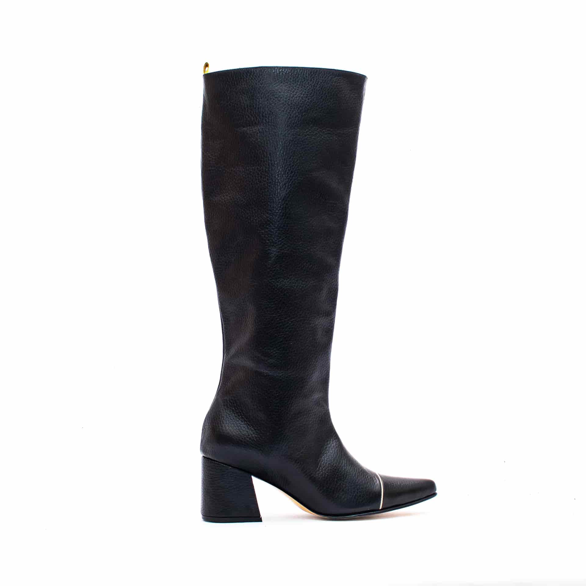 KNEE HIGH BOOTS - Negro x Beige - miniatura 3