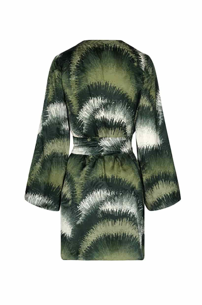 Joaquina Silk Jacquard Mini Kaftan / Green Brushed - miniatura 5